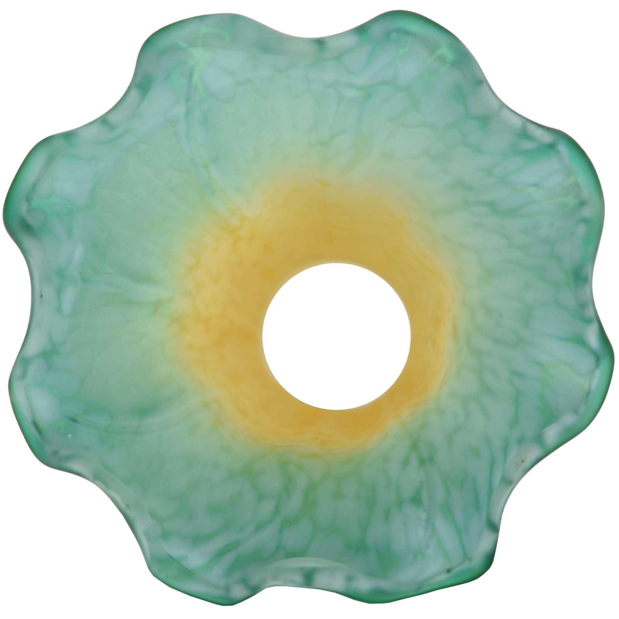 Bieye Ls17S Lily Flower Blown Glass Lampshade (Yellow Cyan, Opening I.D. 0.87'' X O.D. 1'')