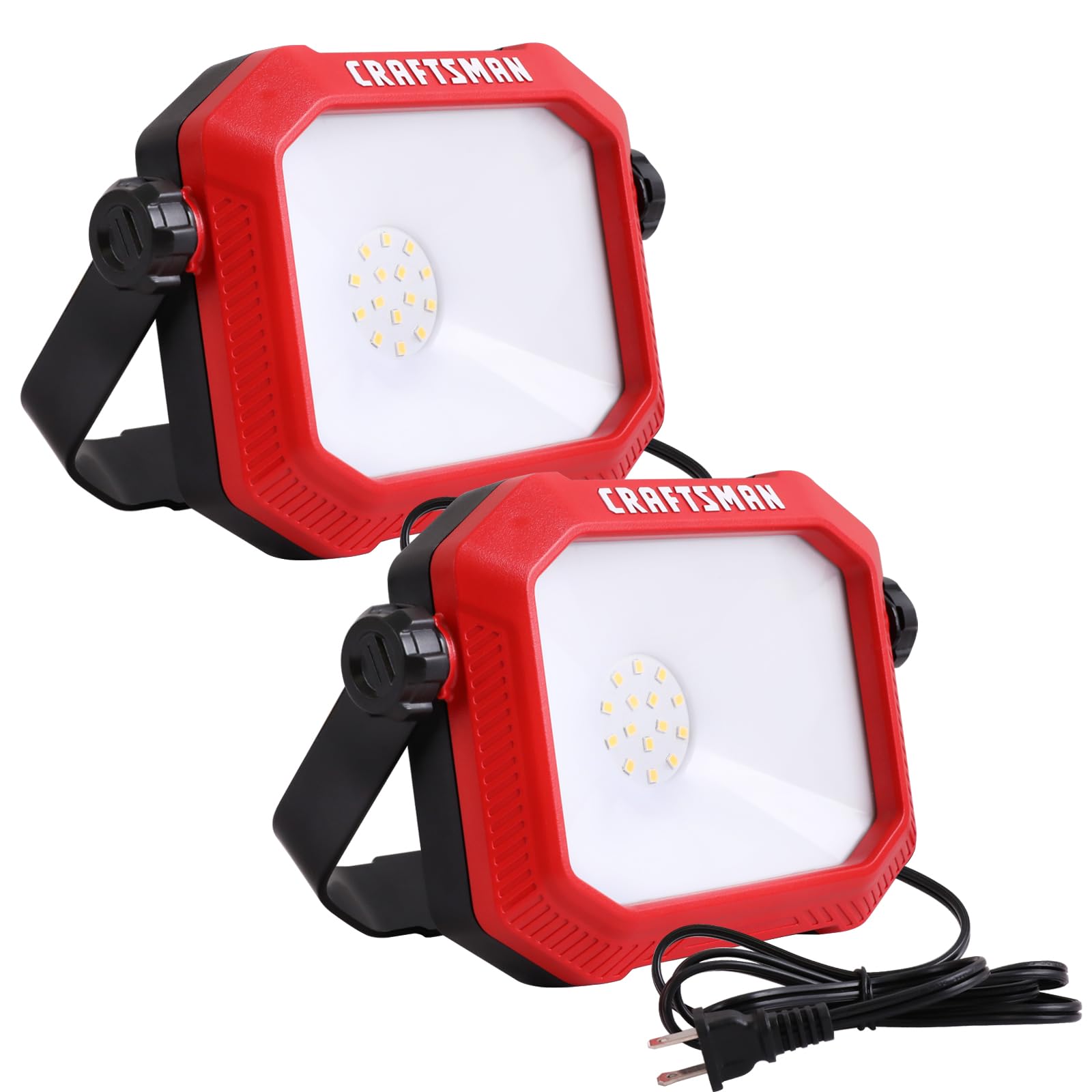 CRAFTSMAN LED Work Light 1100 Lumens 4000K with Adjustable Stand, Impact-Resistant Glass, 5FT Cord, 2 Count, Model MPL1067D