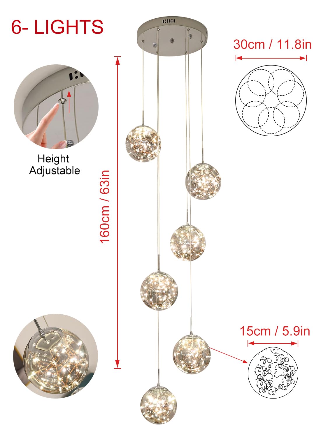 Kaucqi Long Chandeliers For High Ceilings,Modern Crystal Pendant Light,Raindrop Drop Lamp,Hanging Flush Mount Lighting Fixtures