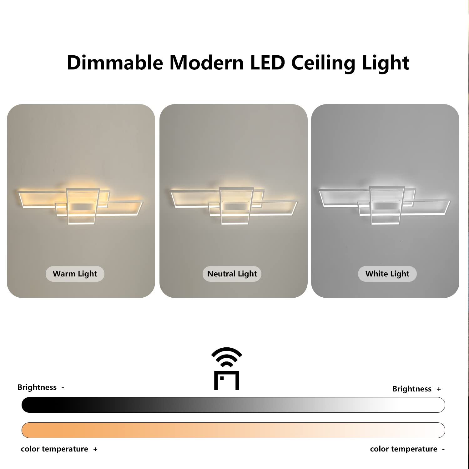 Okes 75W Modern Led Ceiling Light, Dimmable 3000-6000K, White Square Flush Mount, 35
