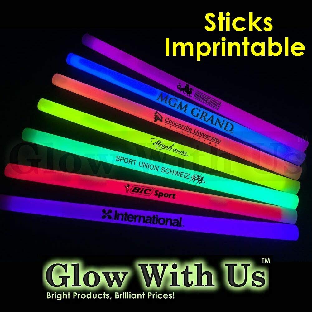 Glow With Us Glow Sticks, 250 Bulk Pack, 12in Red Jumbo Safety Light Sticks, 14-Hour Glow, Cardboard Material