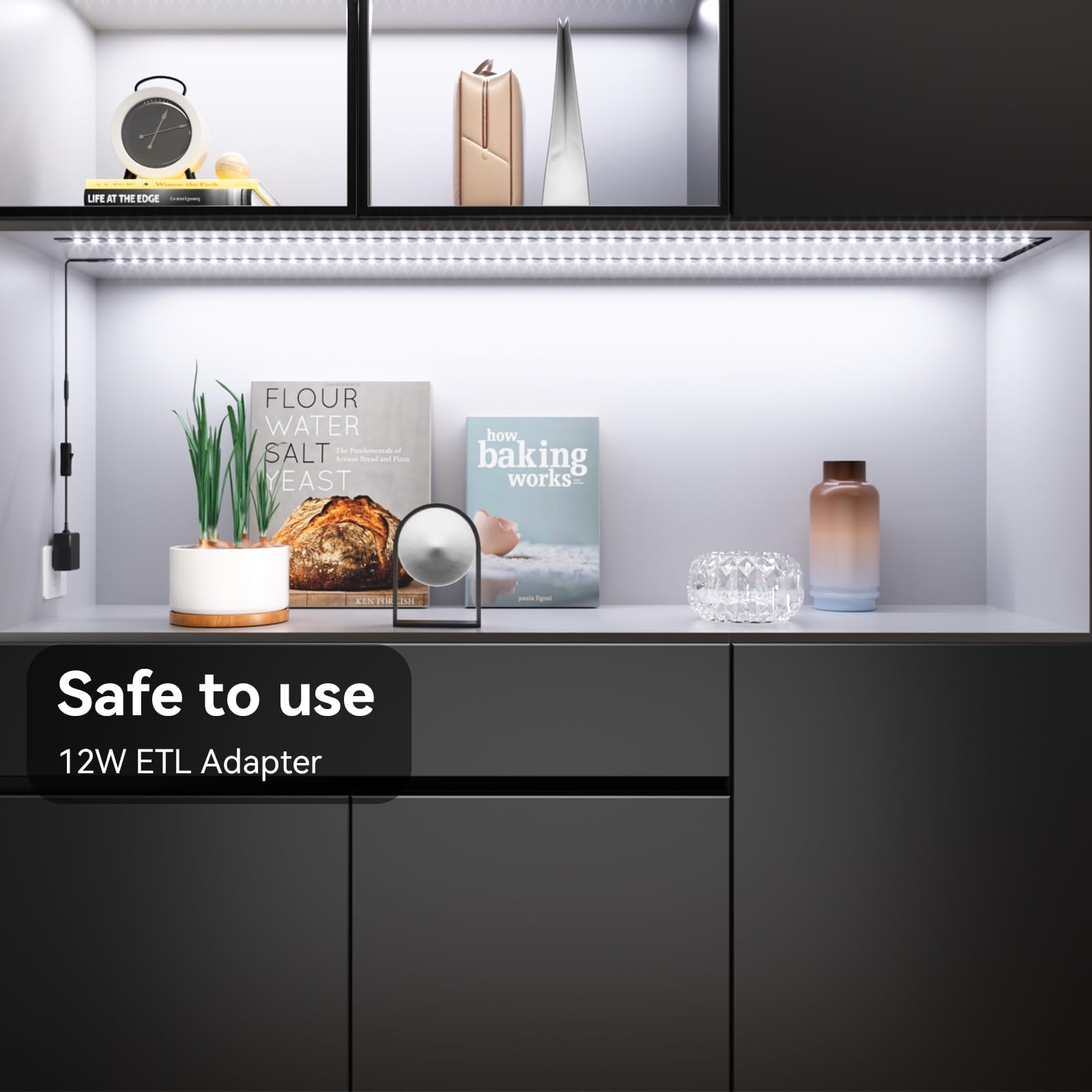 Wobane Led Under Cabinet Lighting Kit,Flexible Led Ribbon Lights Bar,Under Counter Lights For Kitchen,Cupboard,Desk,Showcase,She