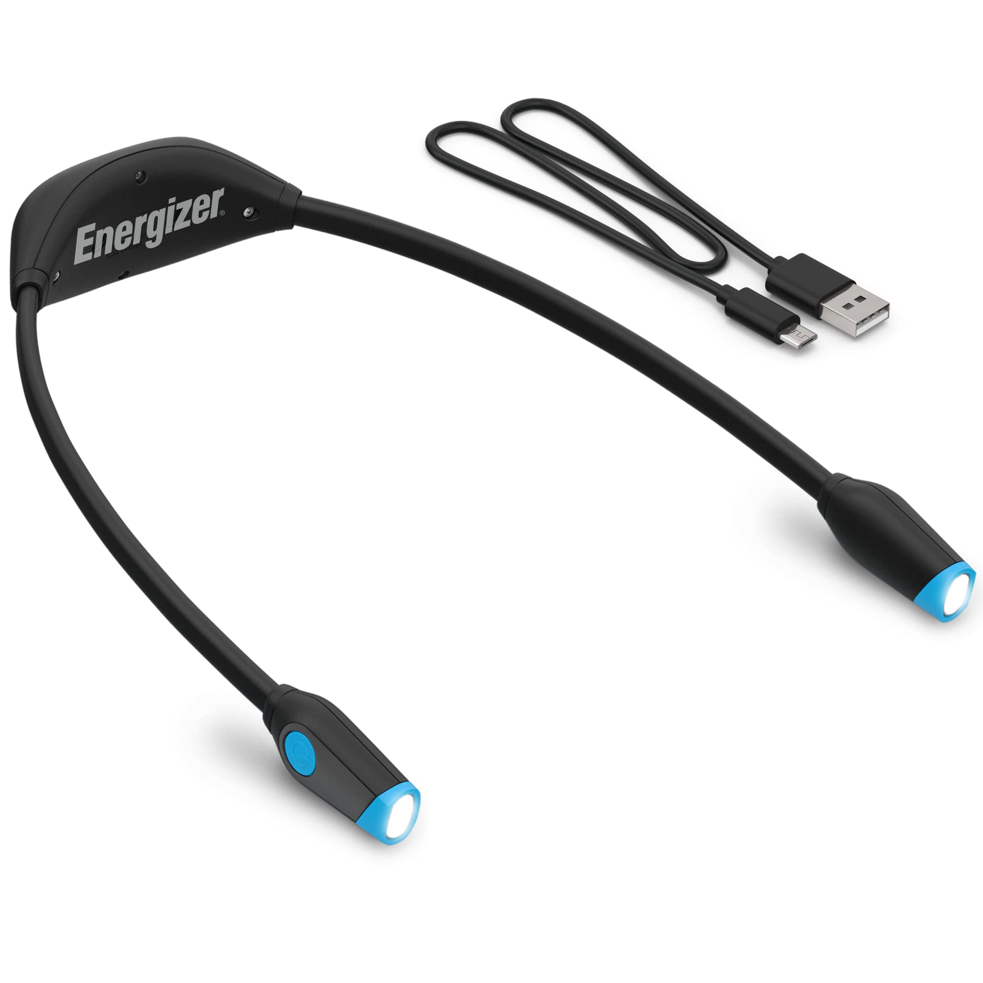 Energizer LED Rechargeable Black (Neck Light) Flex, Book Light for Reading in Bed, 3 Brightness Levels & Dimming Feature, Bendab