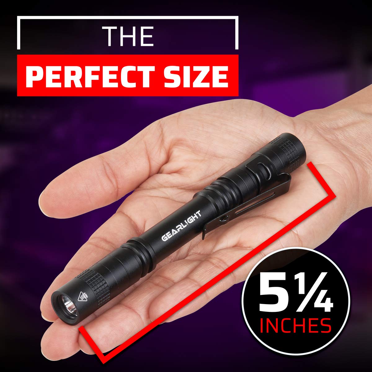 GearLight UV Black Light Flashlight S100 [2 Pack] - Mini Blacklight for Pet Urine, Stains, and Inspections - Black