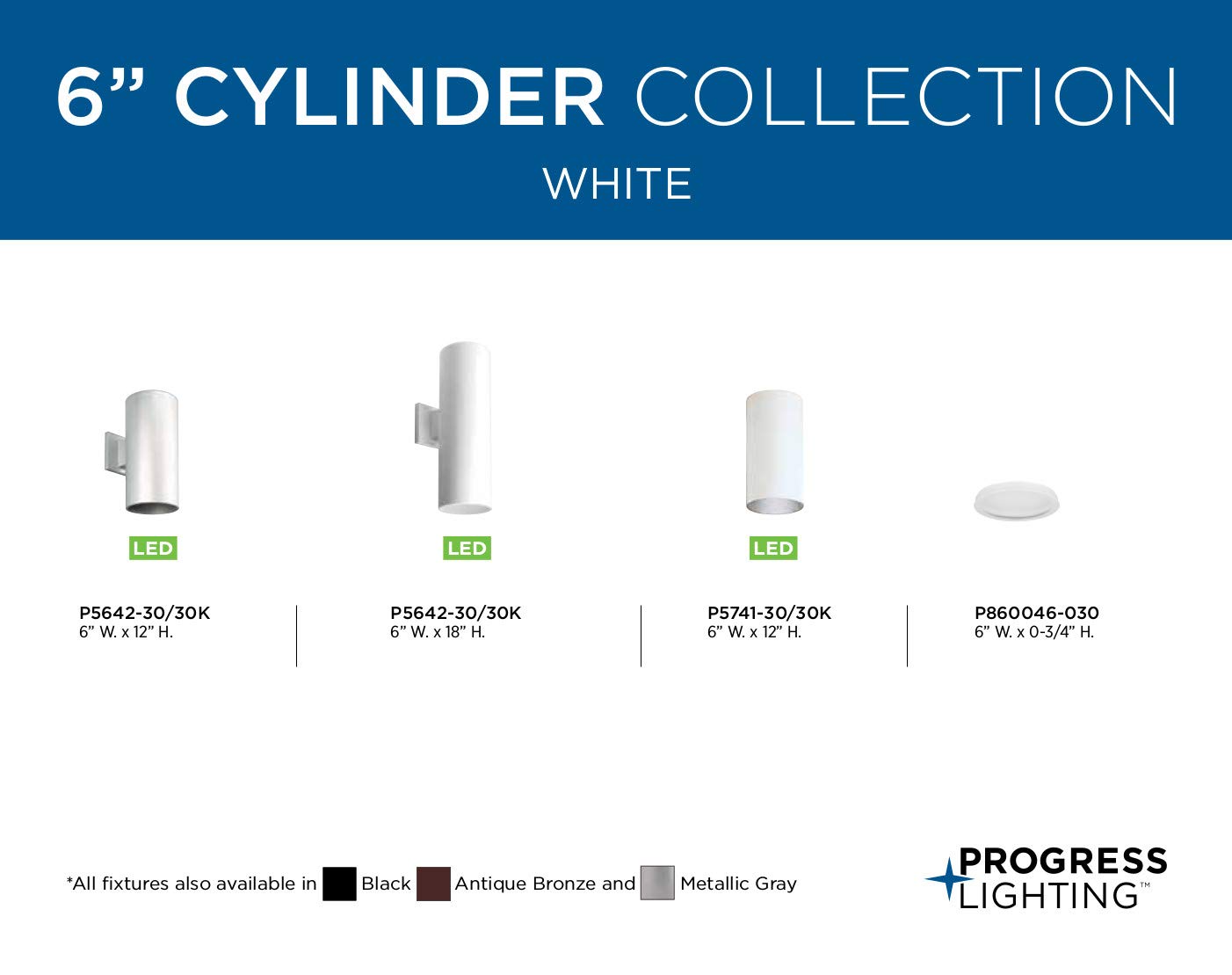 Progress Lighting Cylinder Collection 6'' Clear Glass Round Cylinder Lens Cover For P5642 Cylinders White