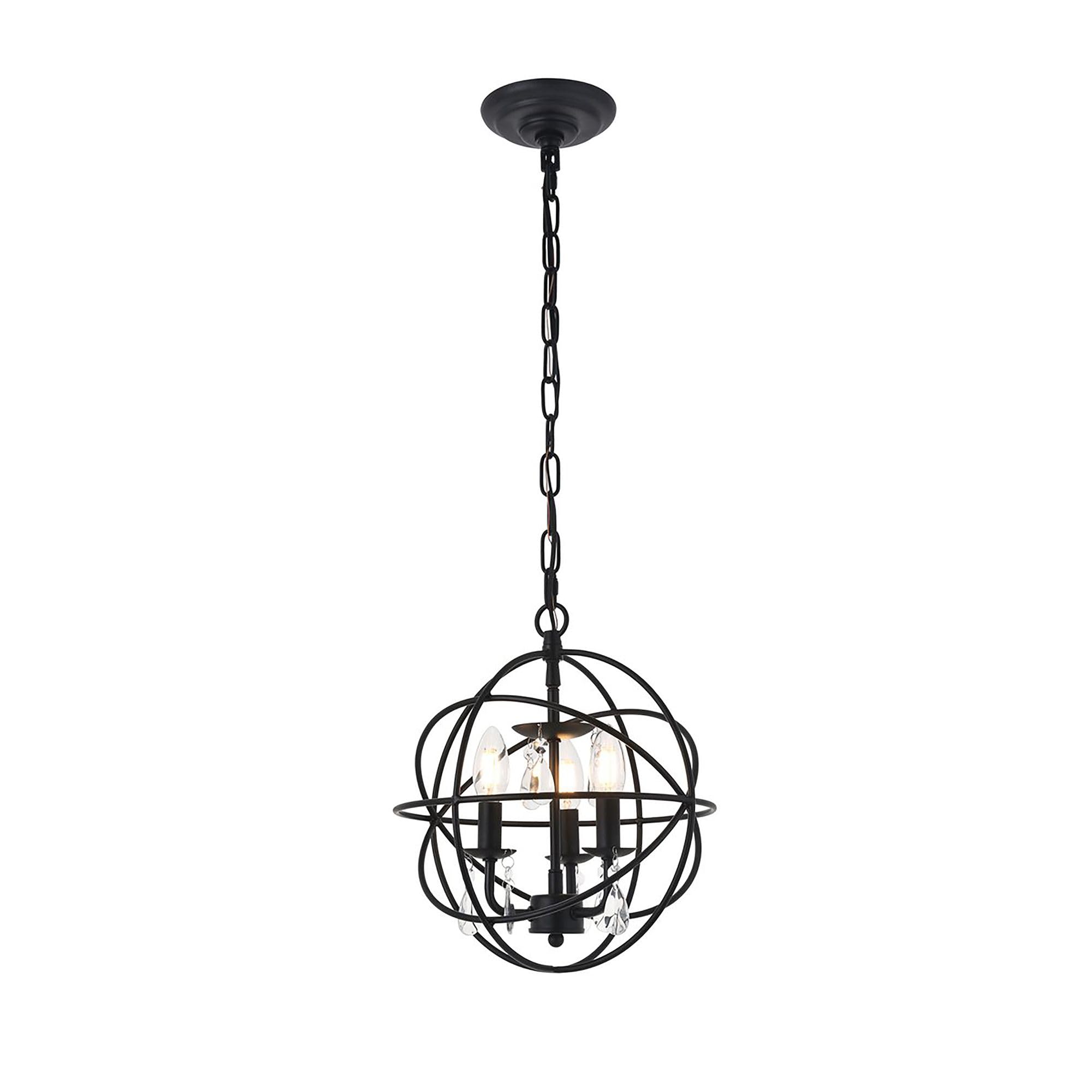 Living District Indoor Modern Home Decorative Bright Ceiling Wallace 3 Light Matte Black Pendant