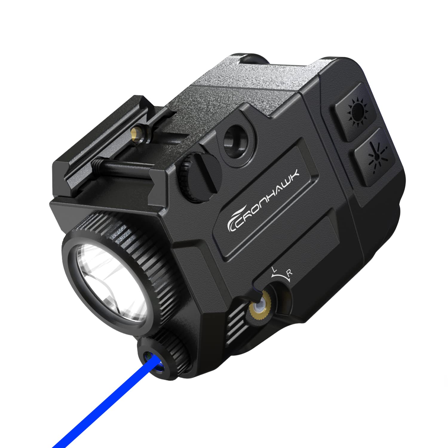 CRONHAWK 500 Lumens Tactical Weapon Flashlights Laser Sight - Rail-Mounted Light and Blue Laser Light Combo for Handheld Toy with Picatinny Rail and GL Rails - Magnetic Charging Port