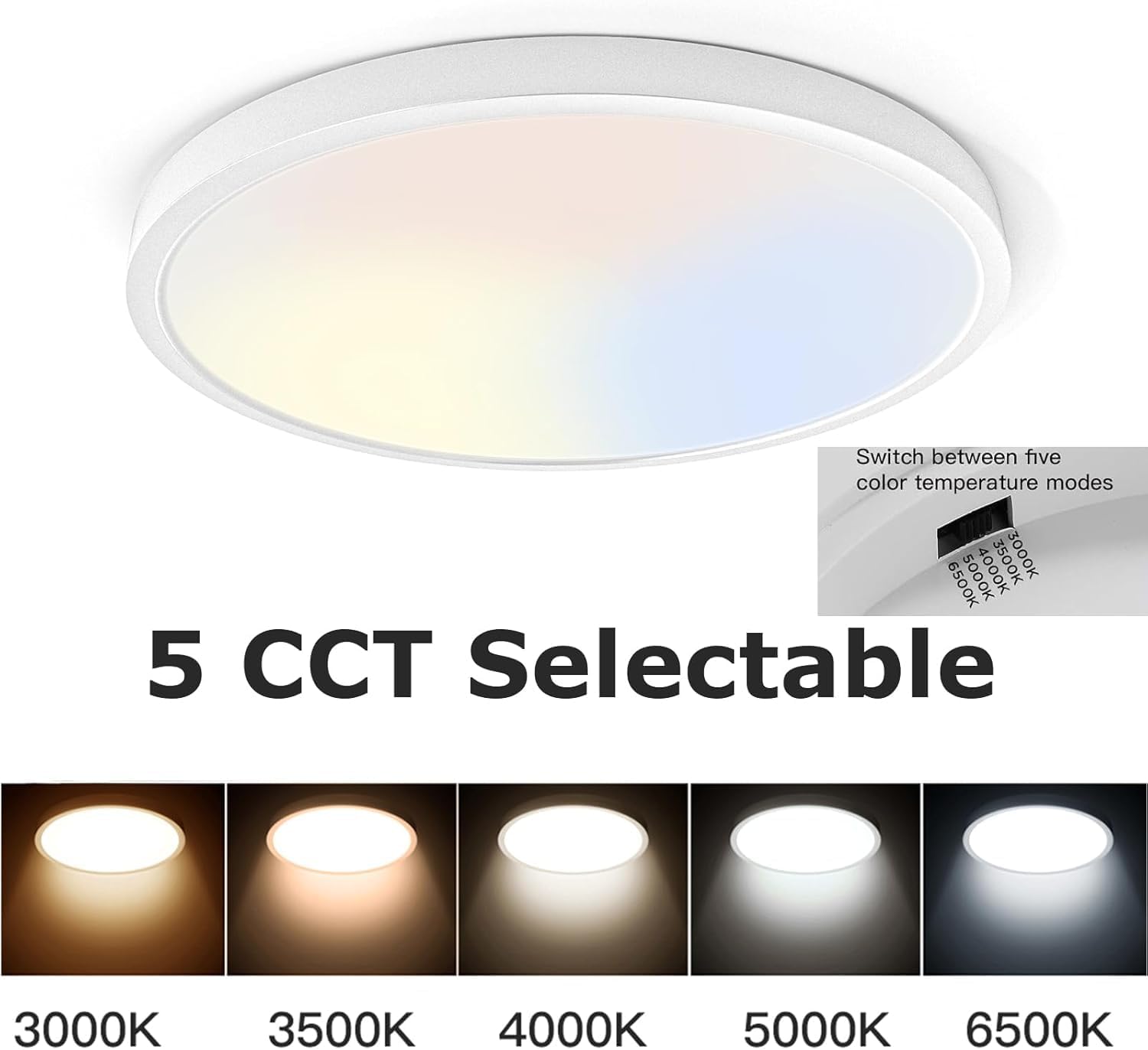 Taloya 12 Inch Flush Mount Ceiling Light, 4 Pack, Super Slim Led Fixture, 3000K-6500K, White, Ideal For Closet, Dining Room, Garage