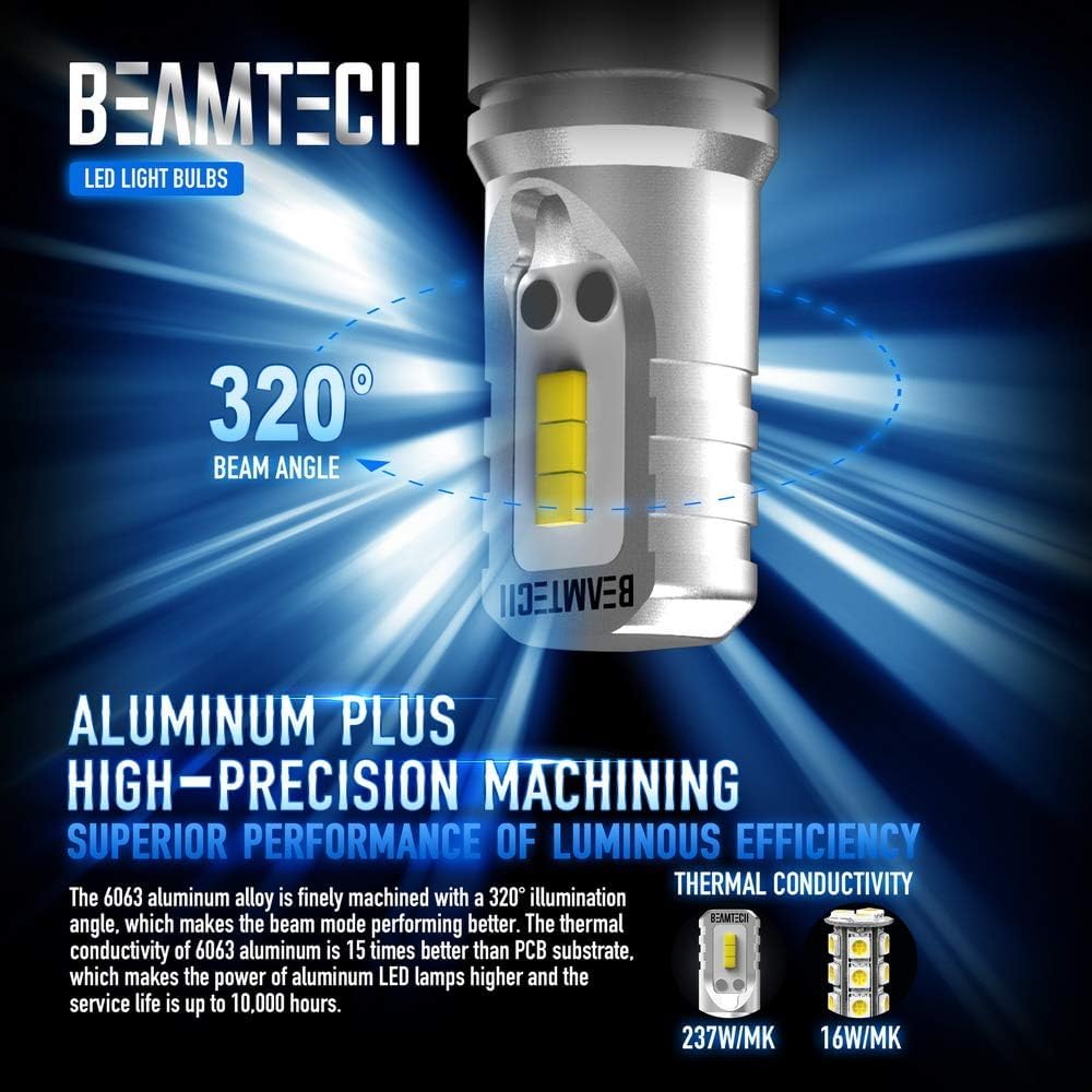 BEAMTECH 881 LED Fog Light Bulb, 6500K Xenon White, 800 Lumens, Non-Polarity, Pack of 2, Model 881 (894 898