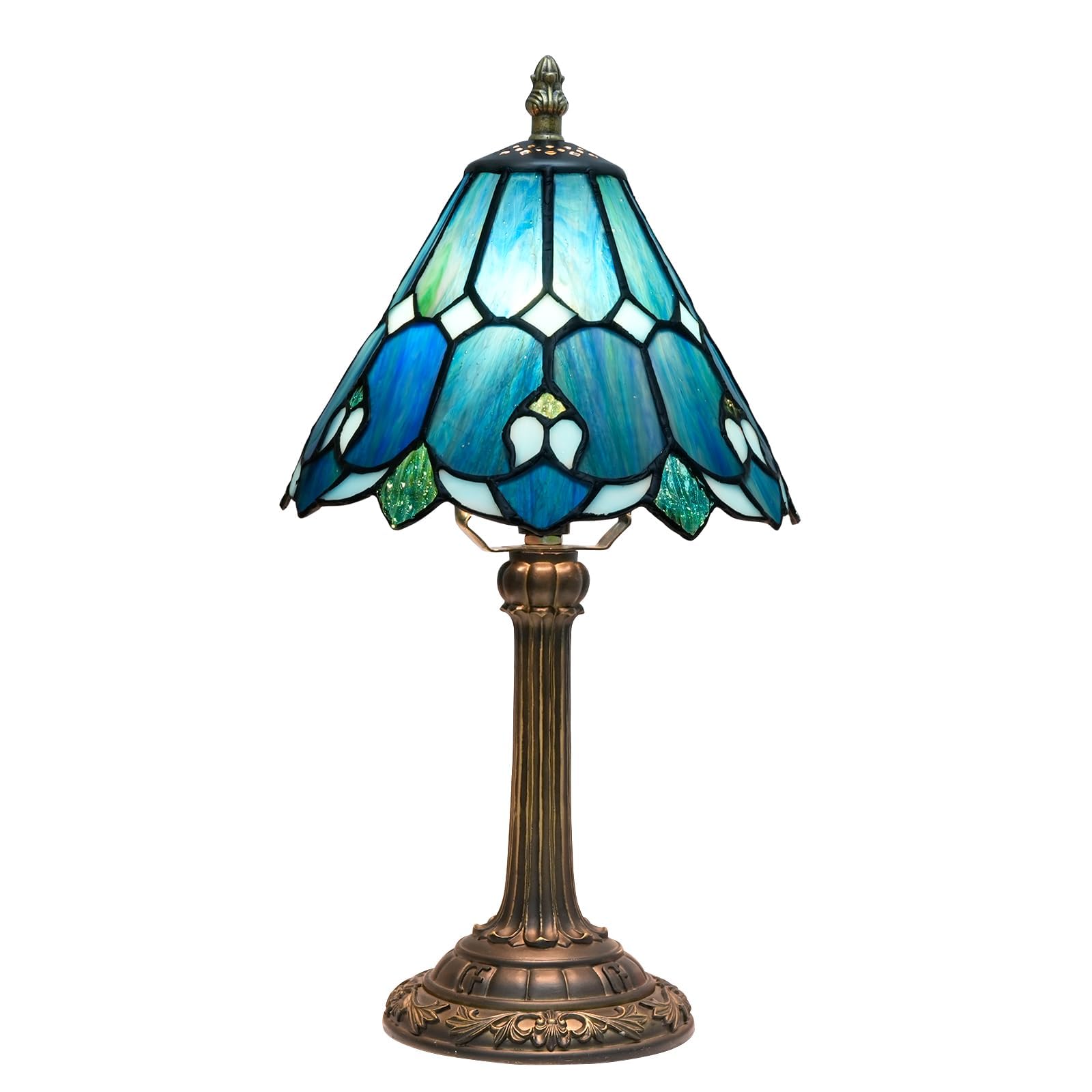 Wecrejoni Tiffany Lamp Bedside Table Lamp-Nightstand,Stained Glass Lamp For Bedroom Dorm Living Kitchen, Aesthetic Cute Home Dec