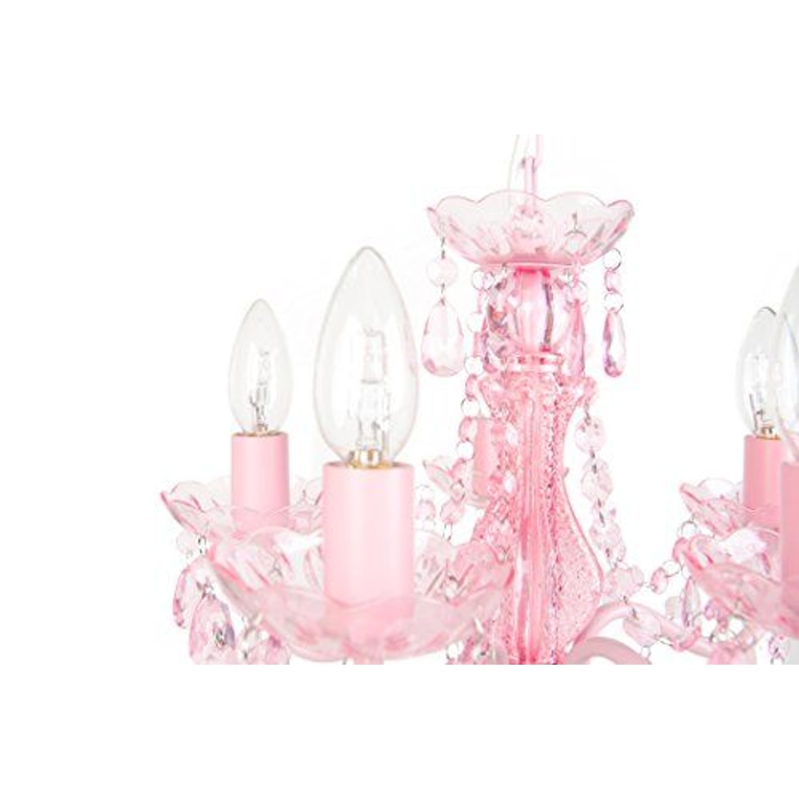 Tadpoles 5-Bulb Vintage Chandelier, Pink Sapphire, 20" x 18" x 17", Hardwired, Acrylic & Glass Beads, Model CCH5PL