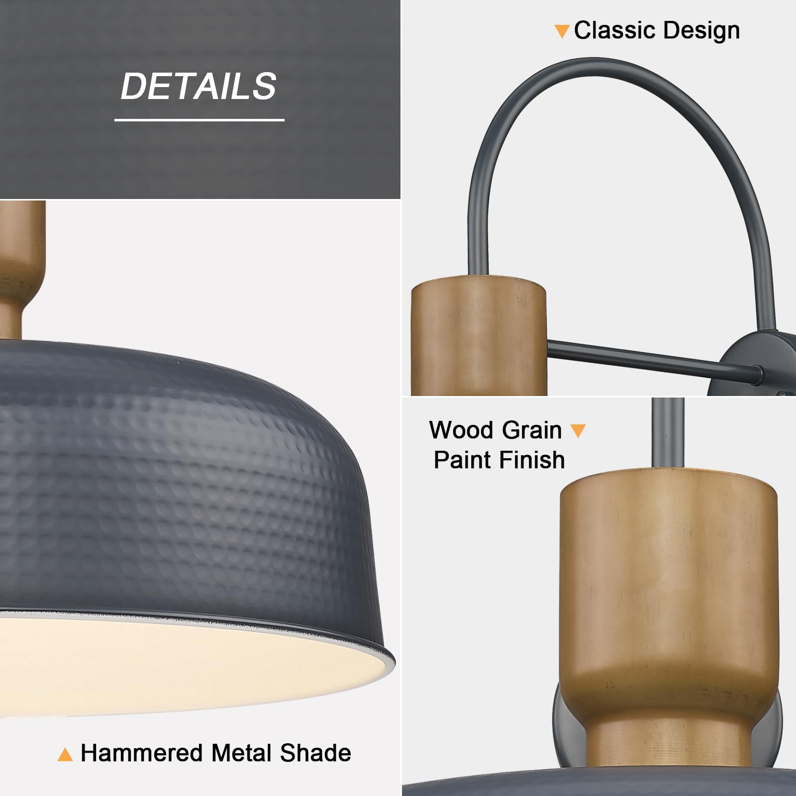 Darkaway Large Barn Light Fixtures 18Inch Dome Wall Lamps Sconces With Hammered Metal Shade  Blue Lighting For Outdoor Indoor Patio Porch Hallway Garage Lights  2 Pack
