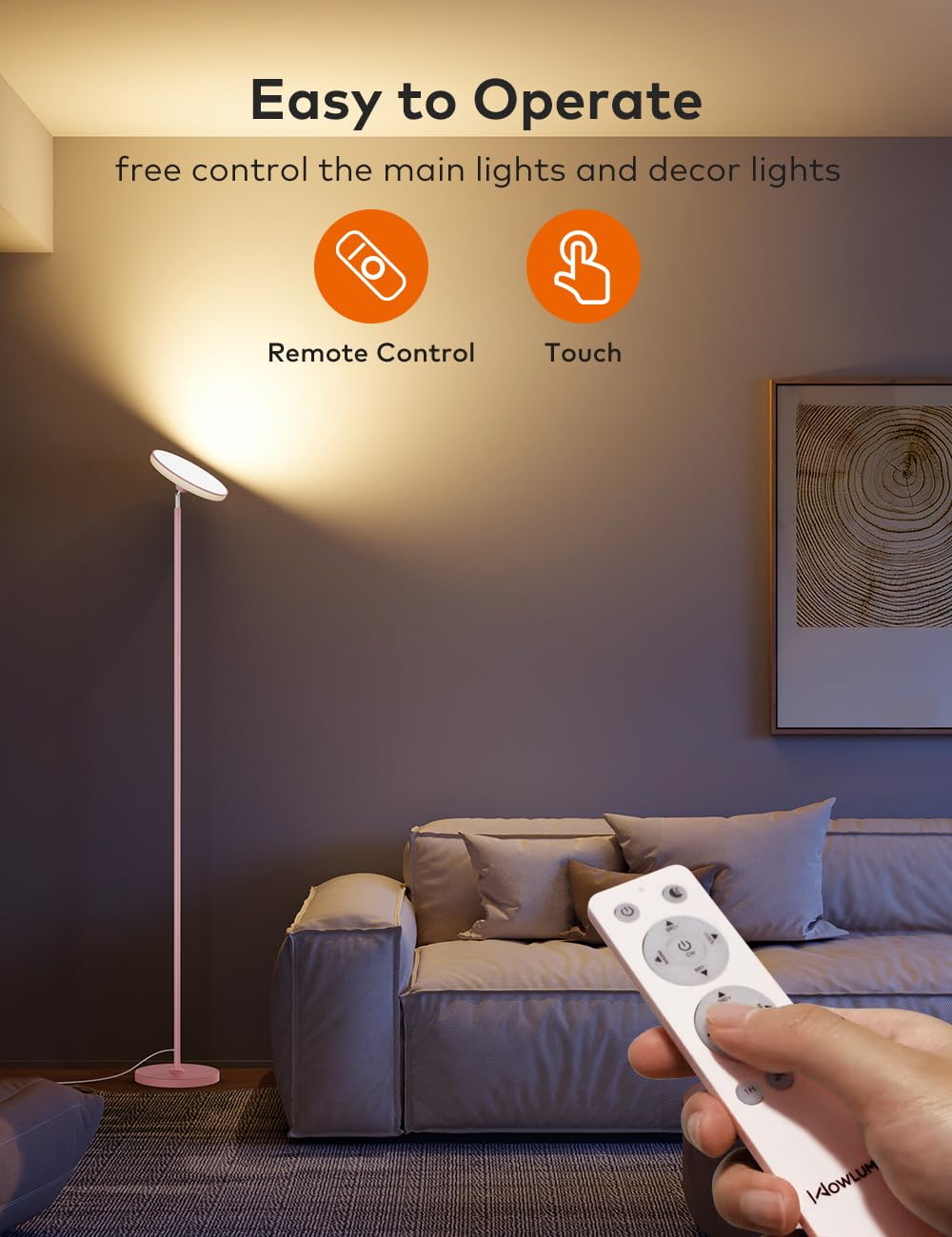 Bright Floor Lamp,42W 3700Lm Led Torchiere Floor Lamps For Living Room, 71In. Modern Tall Standing Light With Remote,Color & Bri