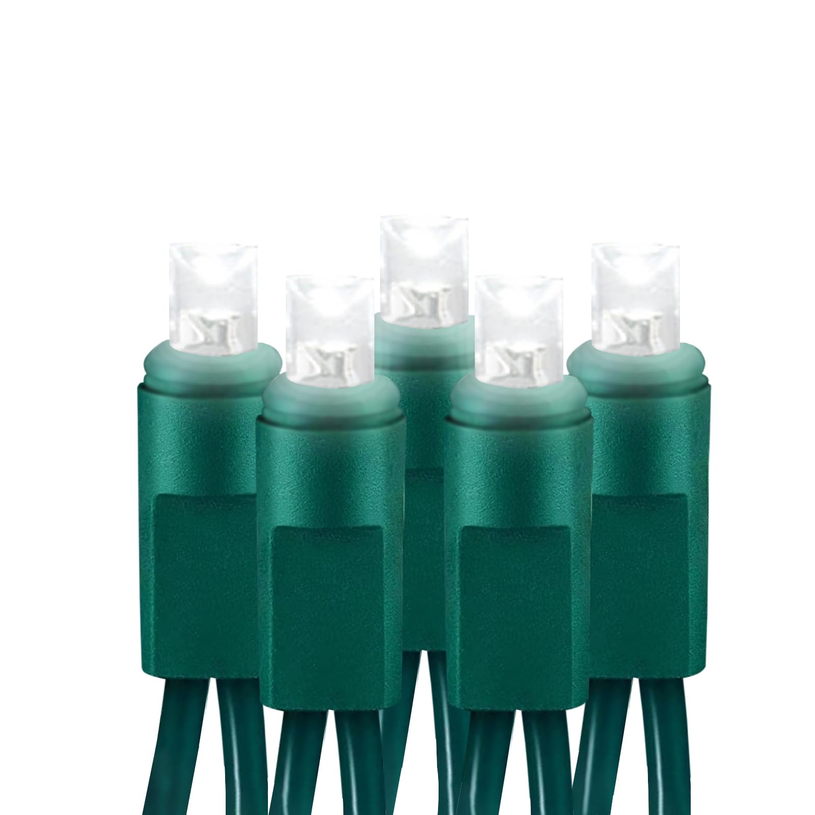 White Christmas Lights Outdoor, 50 Counts White Outdoor Lights Waterproof, Christmas Lights UL Certified Commercial Grade Green 