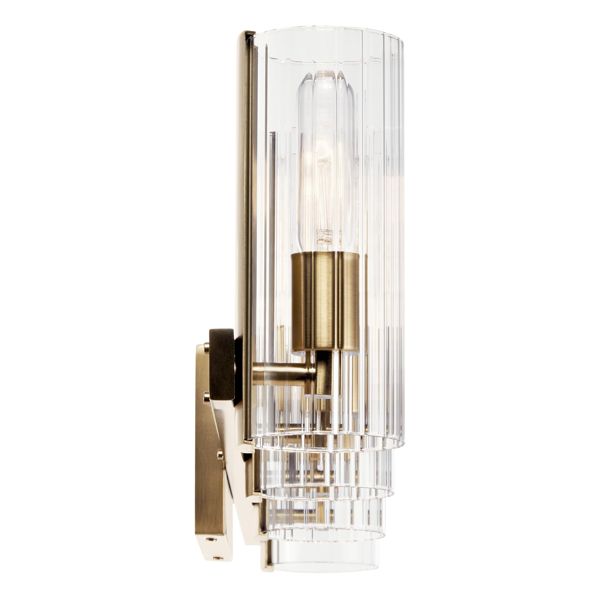 Kichler Jemsa 32'' Vanity Light, 4-Light Modern Bathroom Light Fixture With Clear Fluted Glass In Champagne Bronze, For Bathroom