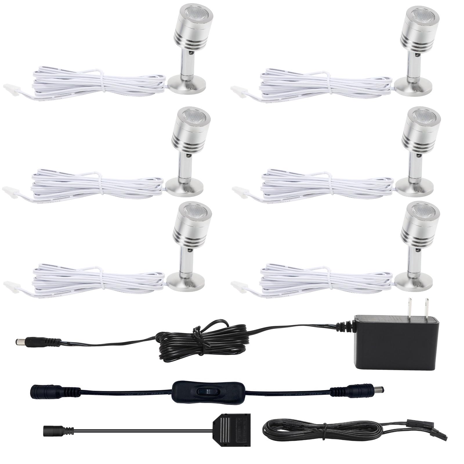 Taysing LED Spot Light Indoor Picture Lights Art Lights Accent Lights Little Spotlight Up Lights for Painting Picture Plants Jewelry Showcase Display Shelves Cabinet(Soft White 6 Pack Push Switch)