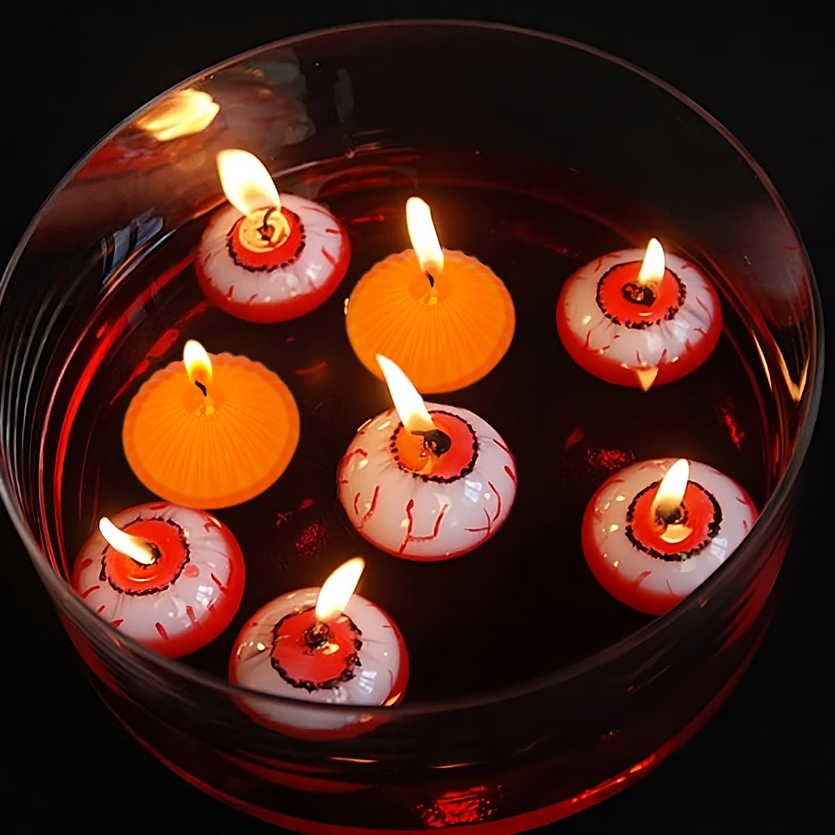 UNICY 12 Pack 3 Inch Orange Floating Candles, Unscented Tealight for Centerpieces, Wavy Design, Ideal for Fall Halloween Decor