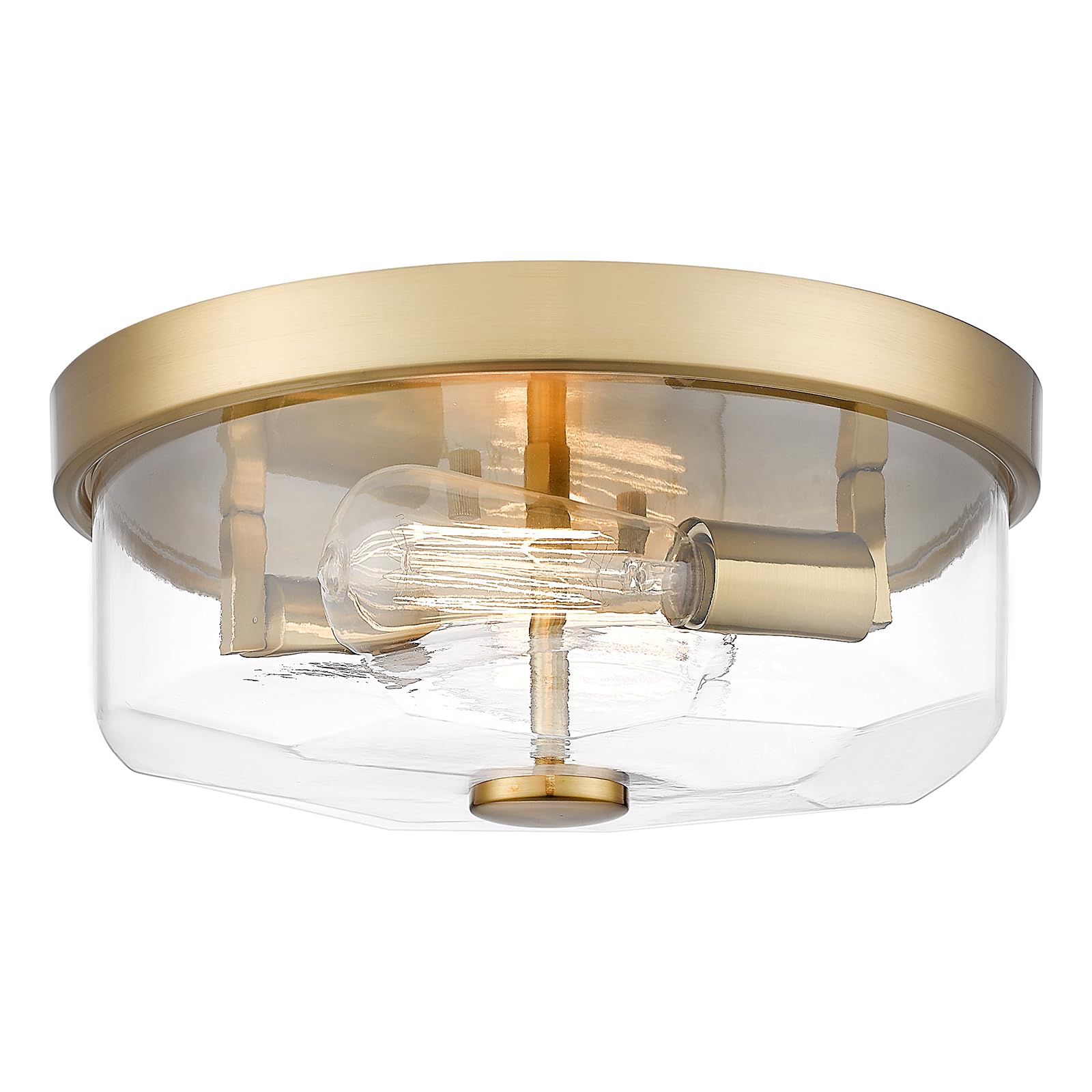 Luminzone Gold Flush Mount Ceiling Light, 3-Light Hallway Light Fixtures, Modern Farmhouse Farmhouse Ceiling Light Clear Glass B