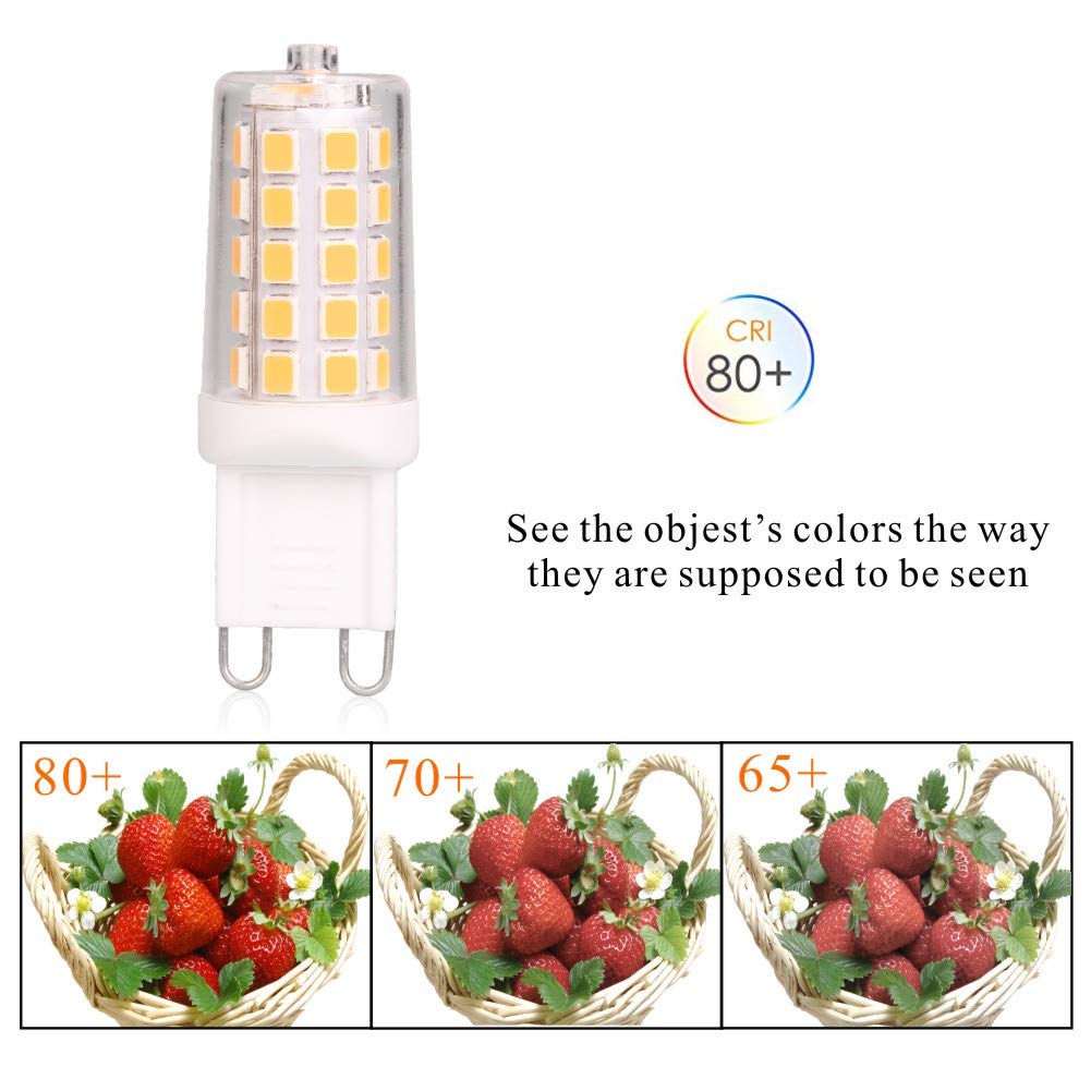 Baoming G9 Led Bulb 4W, 40 Watt T4 G9 Base Halogen Equivalent, 2700K Soft Warm White, 120V No-Flicker, Chandelier Lighting Non-D