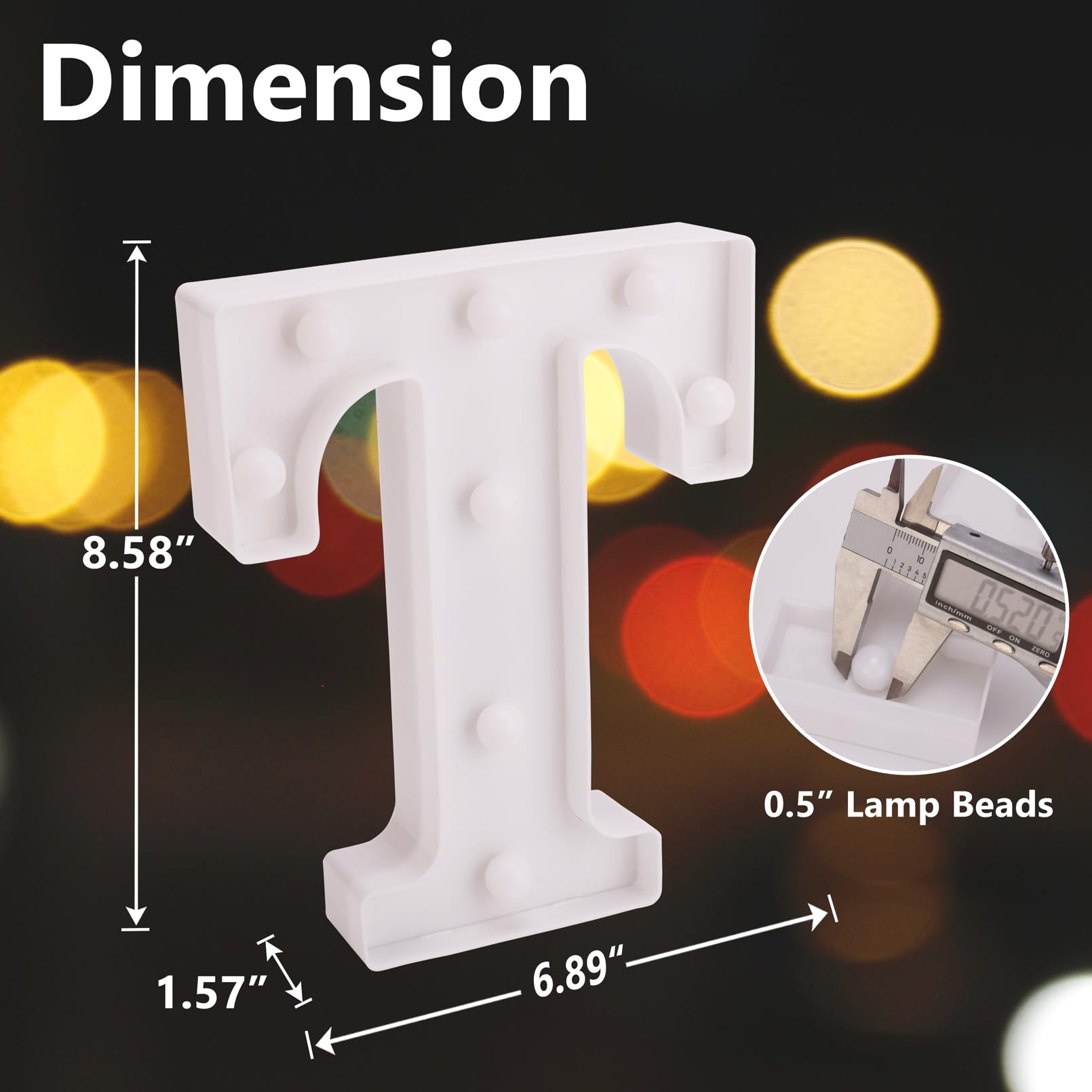 Tronsboo Led Marquee Sign Light Up Letters, Alphabet Light Up Letters Sign, Battery Powered Led Letter Lights For Night Light, Wedding, Birthday, Party, Christmas Or Home Decor (Letter T)