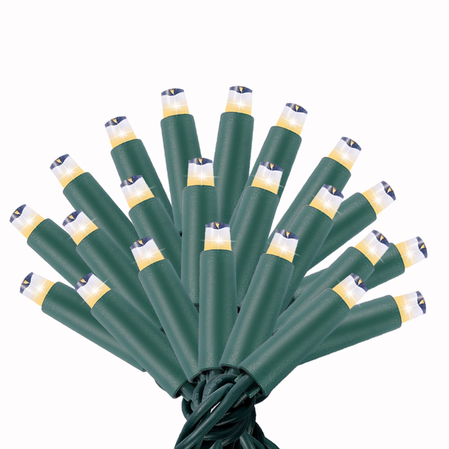 broulove LED Christmas Lights 70 Count, String Lights for Outdoor & Indoor, Commercial Grade, Green Wire, Warm White Light, 6 inches Spacing, 35 ft Length