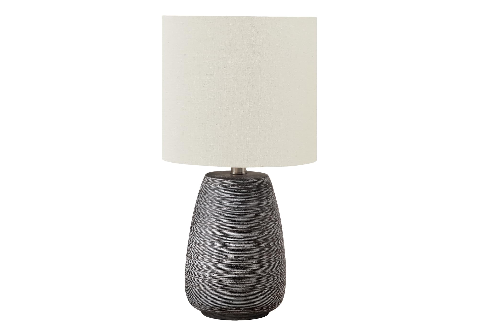 Monarch Specialties Table Lamp I 9633, Grey Ceramic, Ivory/Cream Shade, 10inL x 10inW x 18.75inH
