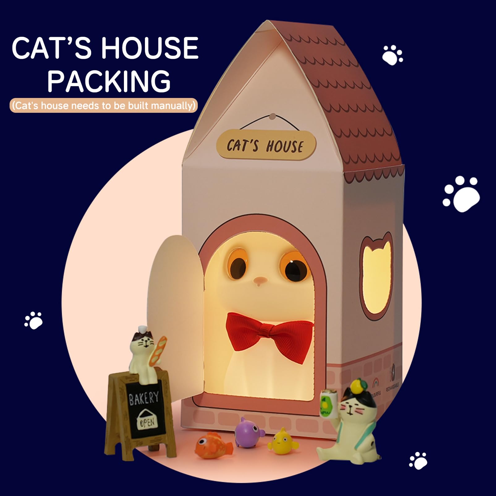 Smoorita Kitty Cat Night Light For Kids  Cute Cat Lamp Portable Silicone Animal Nightlight Rechargeable Nursery Light For Baby Toddler Room  Kawaii Gifts For Boys Girls