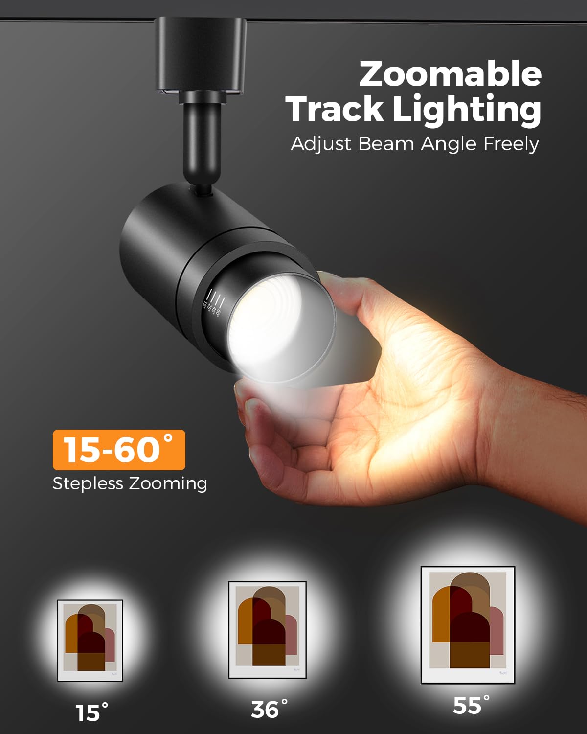 Tuyubee 5 Color Zoomable 6-Light Led Track Lighting Kit With 6.6Ft H Track Lighting Rail & Floating Canopy Connector, Modern Kit