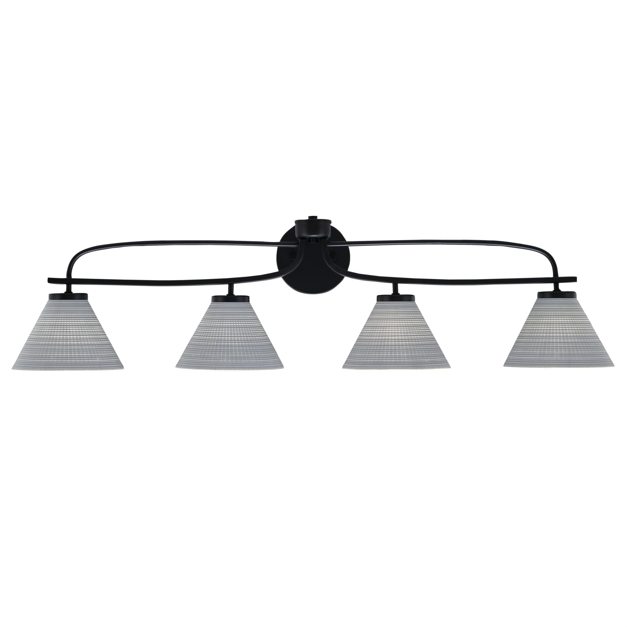 Cavella 4 Light Bath Bar Shown In Matte Black Finish With 7" Gray Matrix Glass