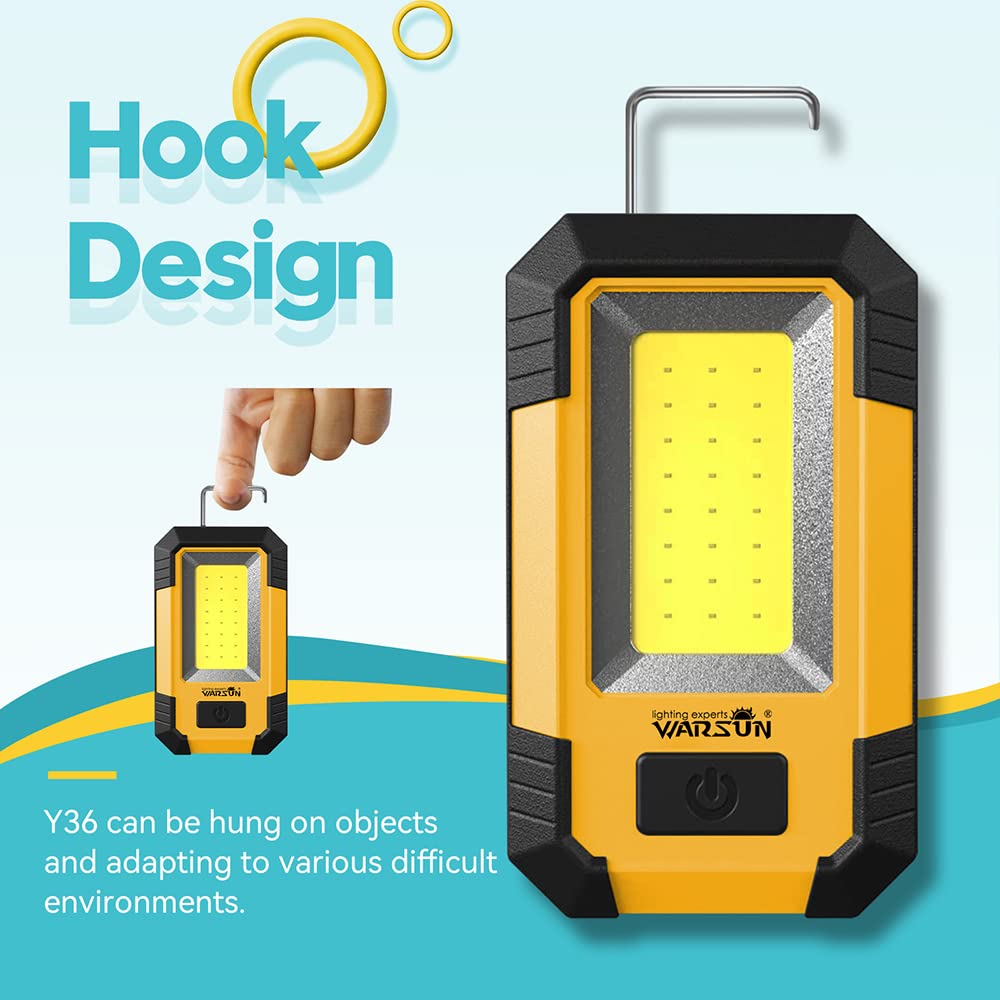 WARSUN 2PC Rechargeable Work Light 30W 1200 Lumens Magnetic Job Site Lighting Yellow Model Y36YY