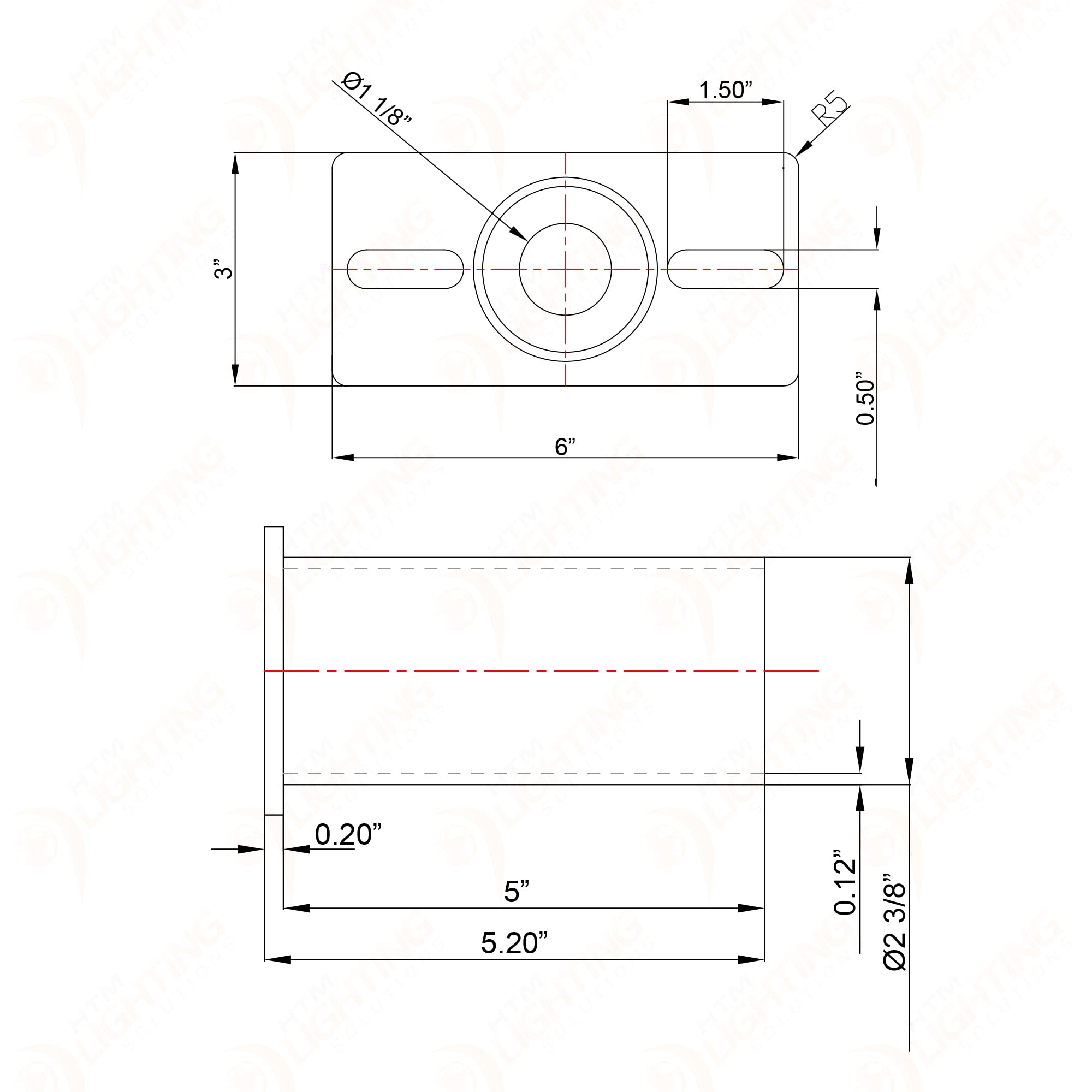 Mid-Pole Bracket Tenon Adaptor For Outdoor Light Fixture, 2-3/8In Horizontal Pole Mount Tenon Bracket For Slip Fitter Area Light