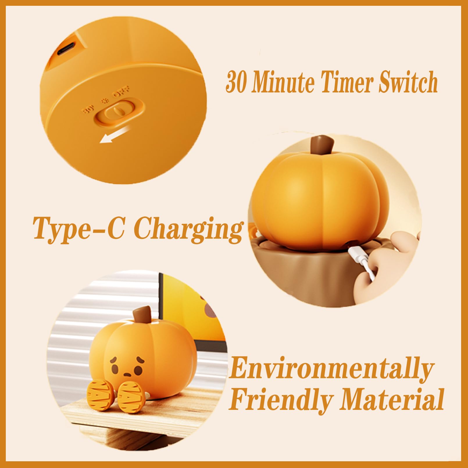 Hpydiy Pumpkin Night Light Orange Pumpkin Soft Silicone ChildrenS Night Light With 3-Gear Brightness Adjustment Rechargeable Room Decor And Ideal Gift