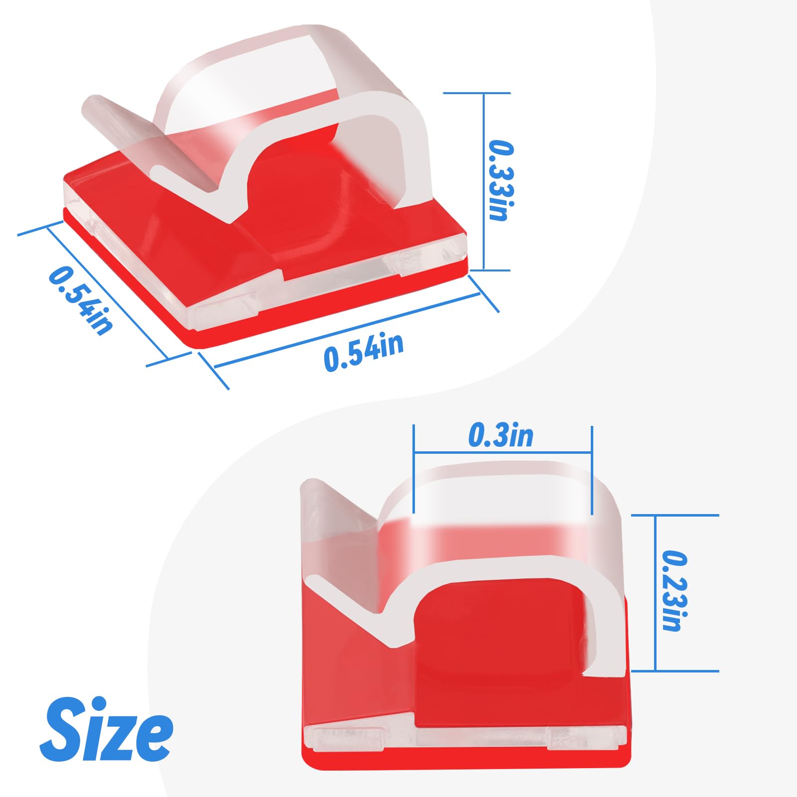 Petknows 80 Pcs Adhesive Cable Clips Christmas Clear Light Strip Mounting Clips Led Light Wire Holder Cable Clamp Organizer For Desk Outdoor Wall Cable