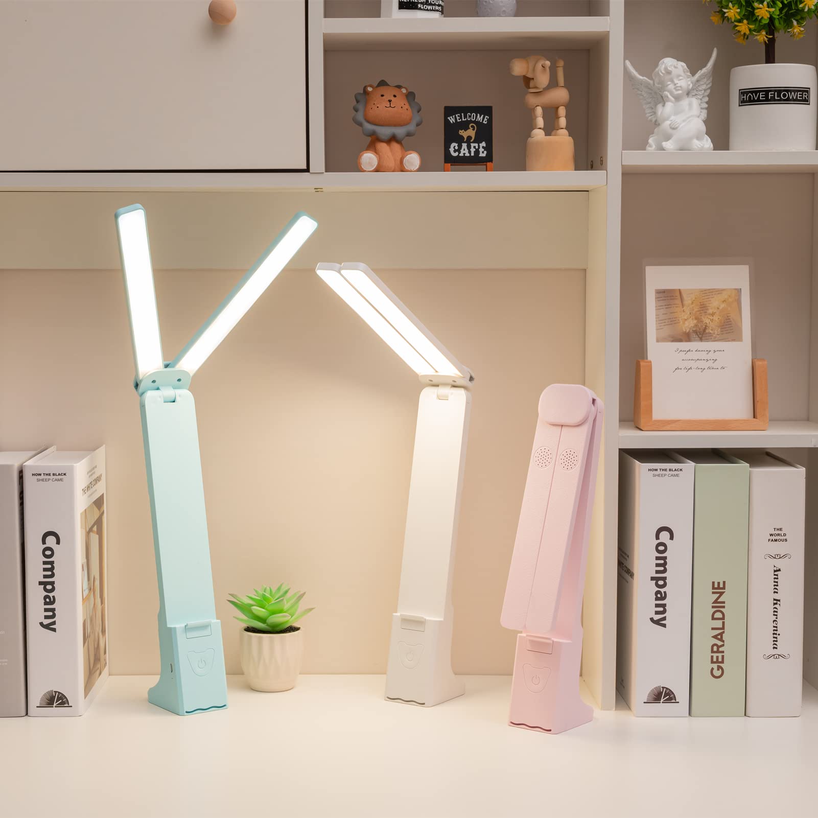 LuxLumin LED Desk Lamp, Portable, Battery Operated, Large Lighting Range, White, for Home Office, Kids, Reading, Studying