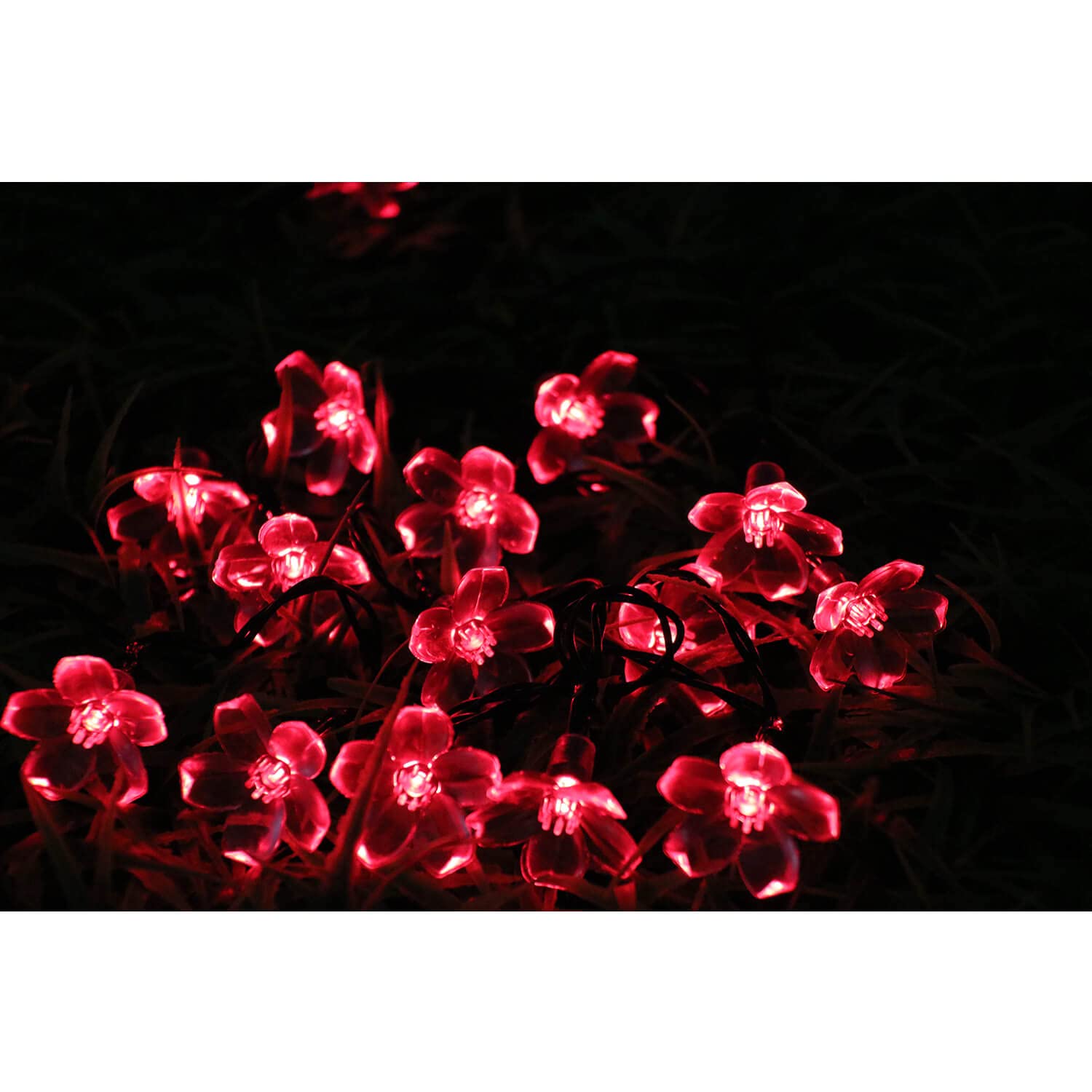 Semilits Outdoor Solar String Lights 50Led Flower Shaped Solar Fairy Lights For Christmas Garden Decoration Red