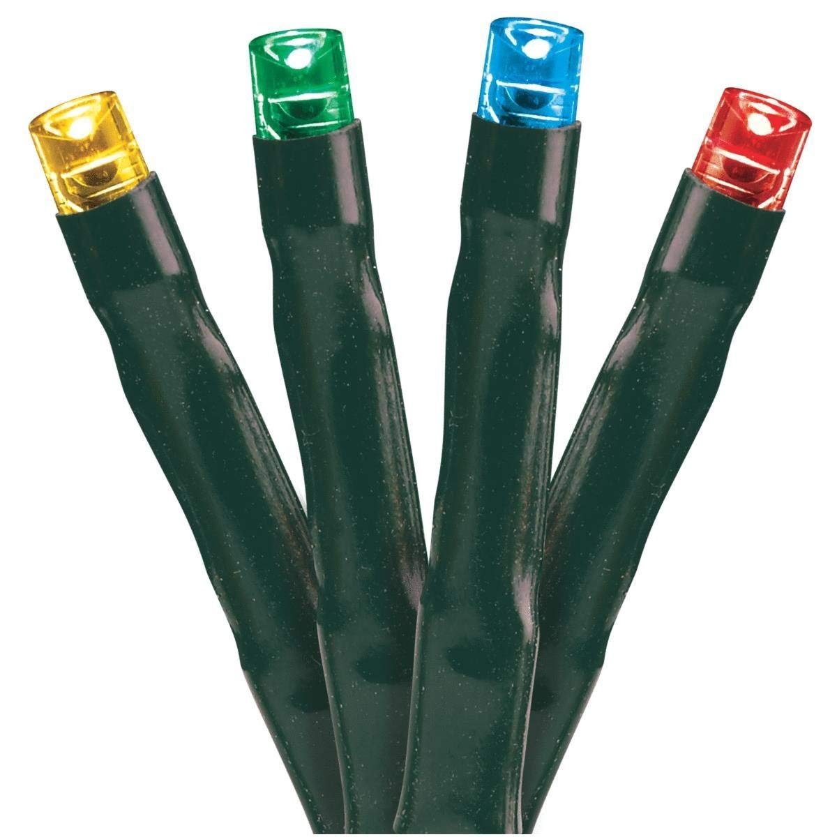 Lumineo LED Multi-Colored Christmas Cluster Lights Set, 44.5ft Green Wire, Model 780093, Metal/Plastic