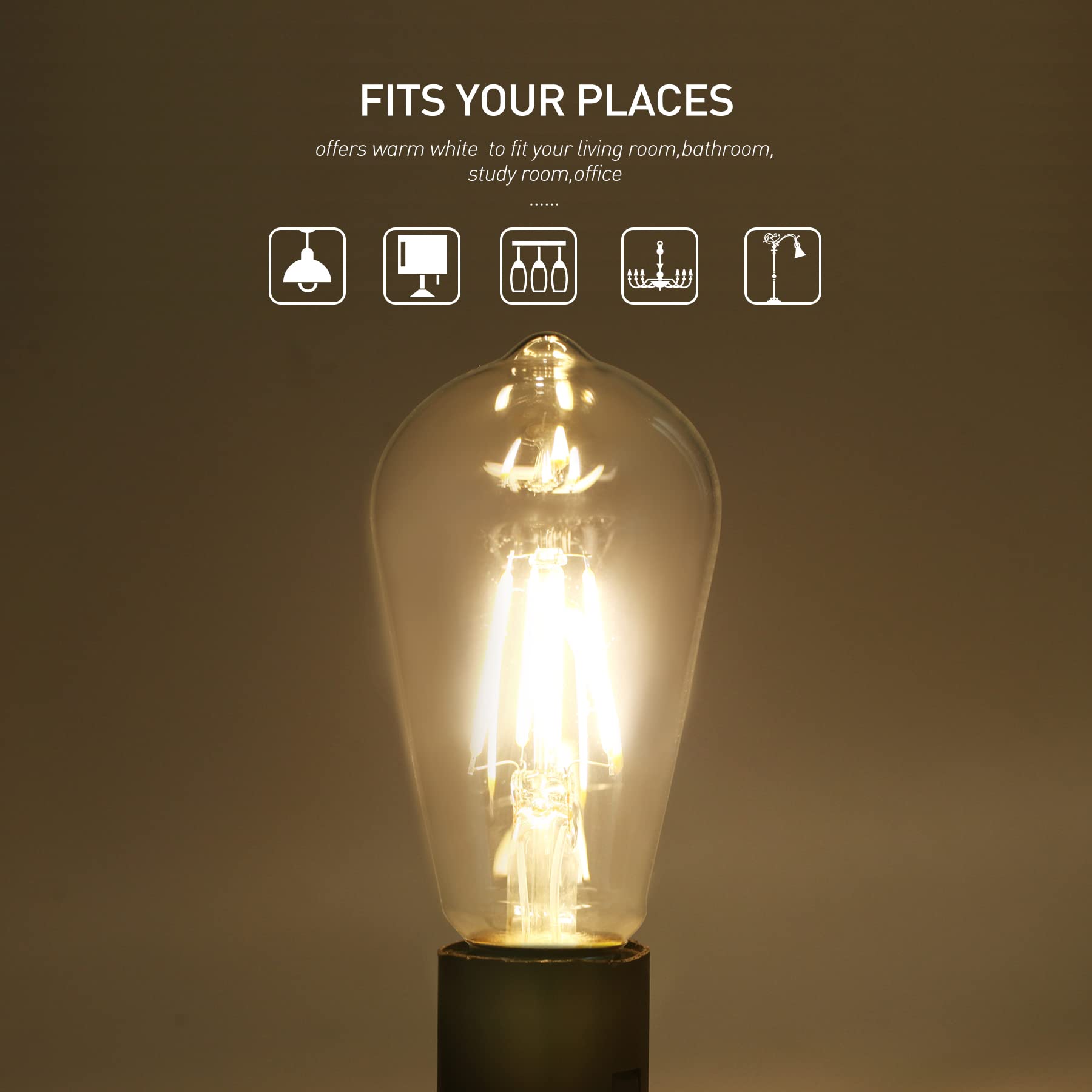 Notoc Led Edison Bulb 4W,Antique 40W Vintage Edison Bulb,E26 Light Bulb Non Dimmable Led Bulb 450 Lumens 2300K Amber Warm,Pack O