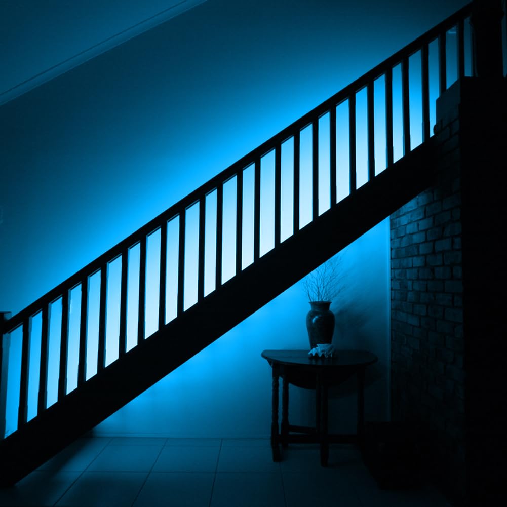 Hauty Waterproof Ice Blue Led Strip Light, 16Ft/5M Smd5050 300 Leds Dc12V Flexible Cuttable Led Tape (No 12V Power Plug/Adapter)