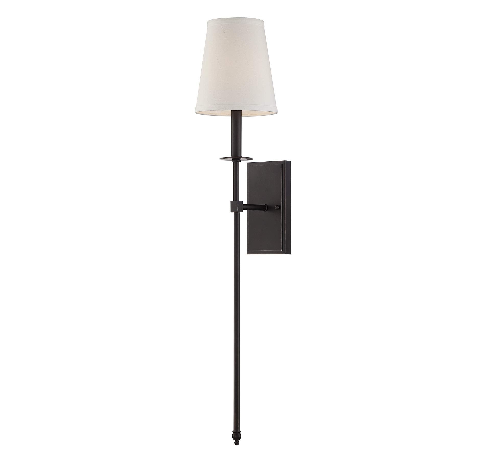 Savoy House 9-7144-1-44 Monroe Bohemian Vintage Soft White Fabric Wall Sconce, 1-Light 60 Watt, 34 H x 7 W, Classic Bronze