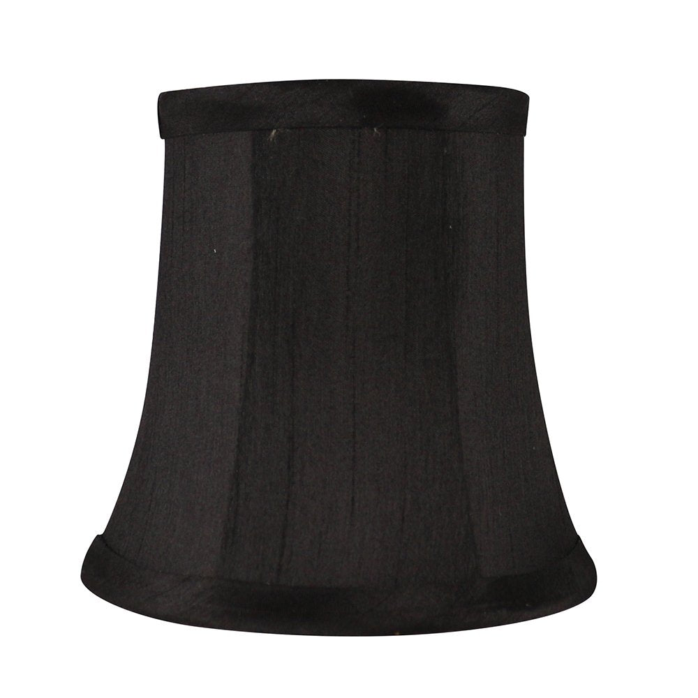 MERIVILLE Chandelier Lamp Shades Set of 2 Faux Silk Black Softback Bell Clip-On 3.5in x 5in x 4.75in