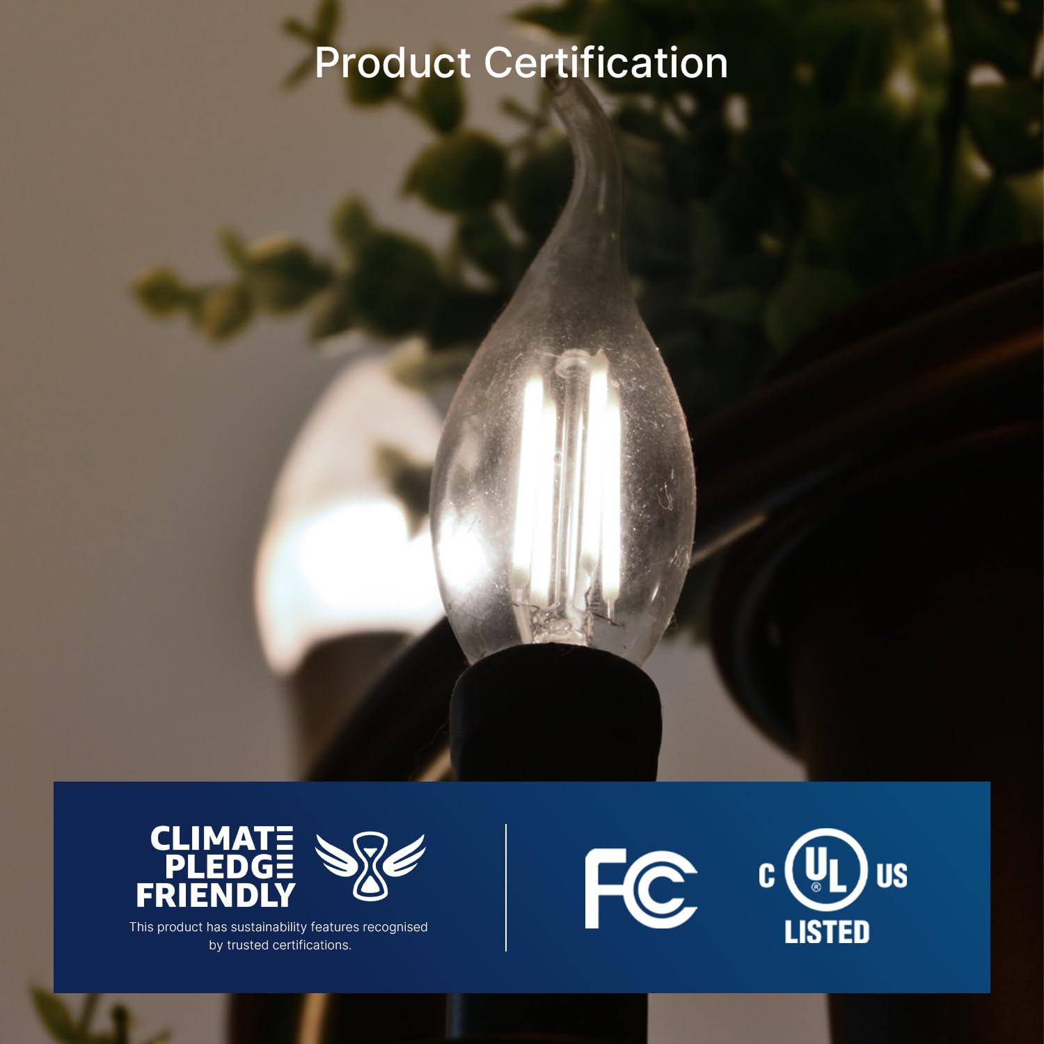 Flsnt 5000K Daylight Led Chandelier Edison Bulbs, 60W Equivalent, Dimmable Ca11 E26 Base Led Candelabra Bulbs, 550Lm, 6 Pack Ul,
