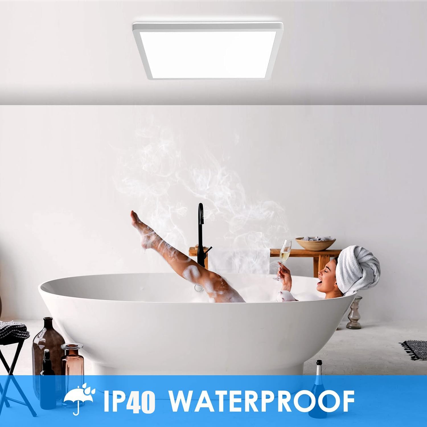 DODOPEN LED Ceiling Light Fixture 12 inch, 2400LM, 24W, 3CCT Square White, Model DSD-F, Non-Dimmable