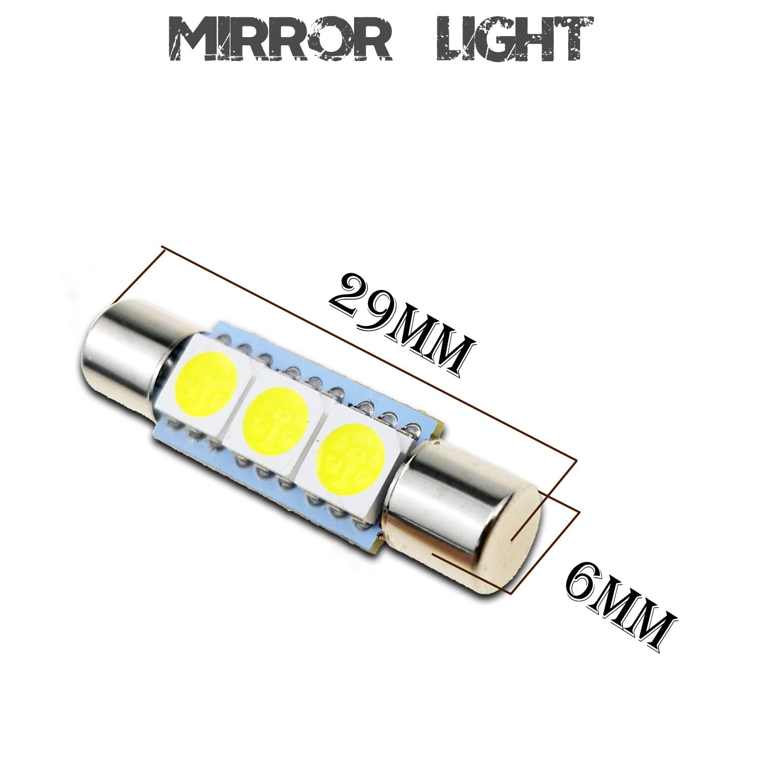 iBrightstar LED Bulbs for Car Vanity Mirror, 29mm 6614F 6612F, Super Bright, Xenon White, Model: iBrightstar-29mm-5050