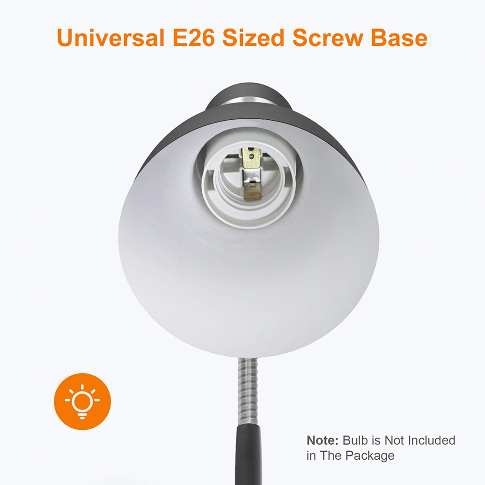 LEPOWER Metal Desk Lamp - Eye-Caring Study Lamp with Flexible Goose Neck, Matte Black, Model UT2032