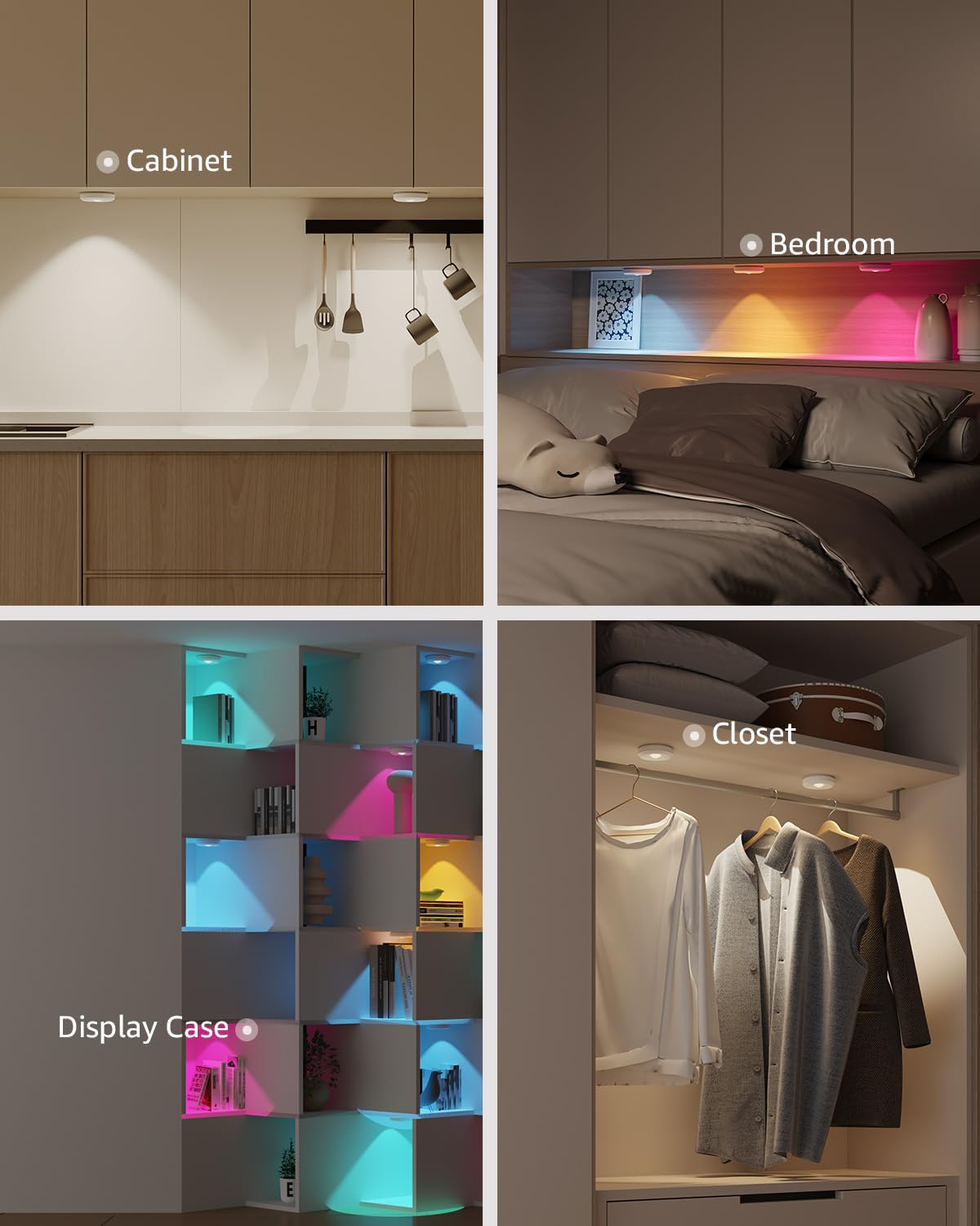 Rechargeable Color Changing Puck Lights With Remote  2400Mah Battery Touch Light Magnetic Push Tap Lights Wireless Rgb Led Under Cabinet Lighting  Sitck On Light For Kitchen  Closet  Classroom  Shelf