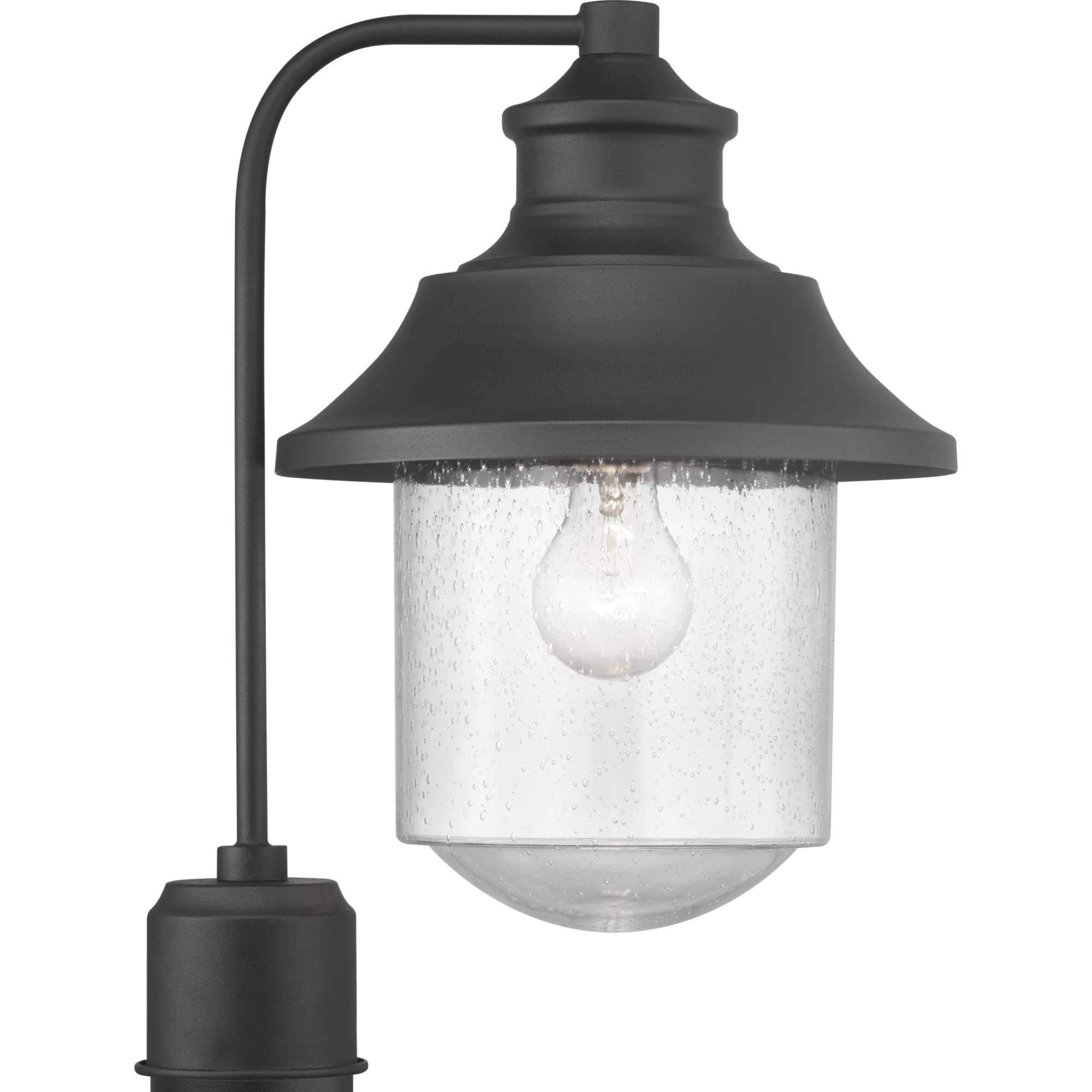 Progress Lighting Weldon 1-Light Outdoor Post Lantern, Clear Seeded Glass, Textured Black, Model P540019-031, 15.63x10.00x10.00