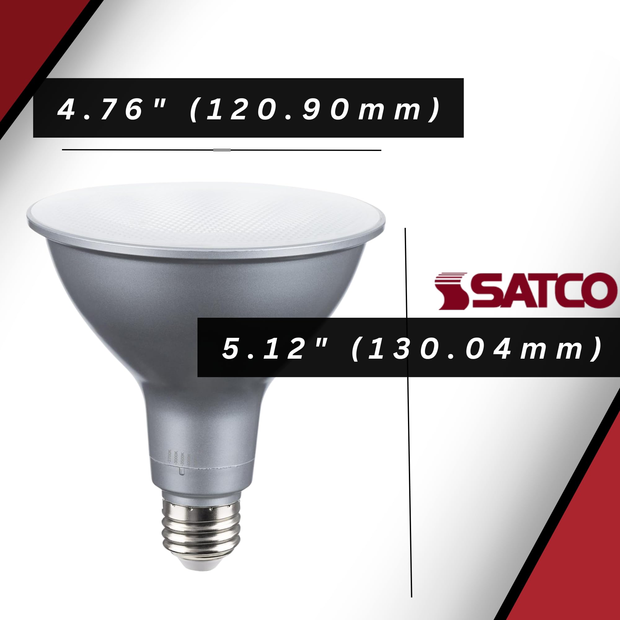 Satco S39760 19 Watt Par38 High Lumen Led; 27K/30K/35K/40K/50K Cct Selectable; Medium Base; 120-277 Volt (2 Pack)