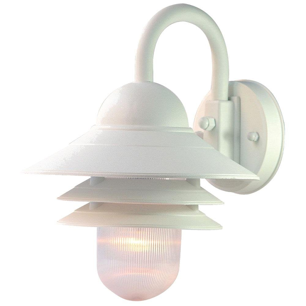 Acclaim 1-Light Outdoor Wall Mount Fixture, Textured White, 13in x 10in, Model 82TW, Glass Material
