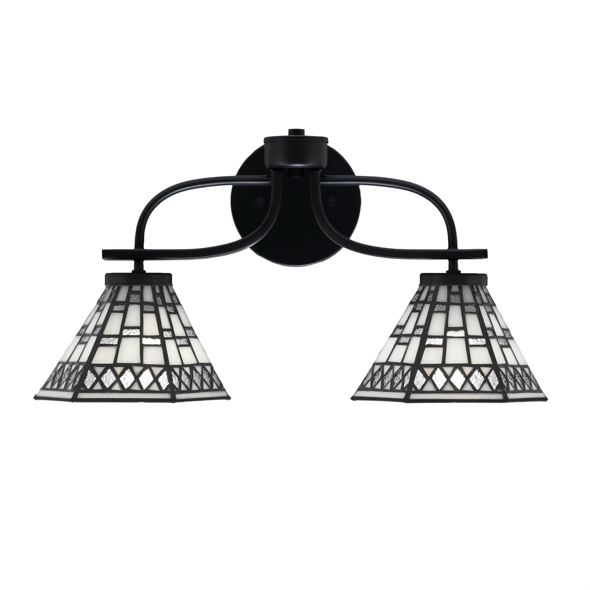 Cavella 2 Light Bath Bar In Matte Black Finish With 7" Pewter Art Glass
