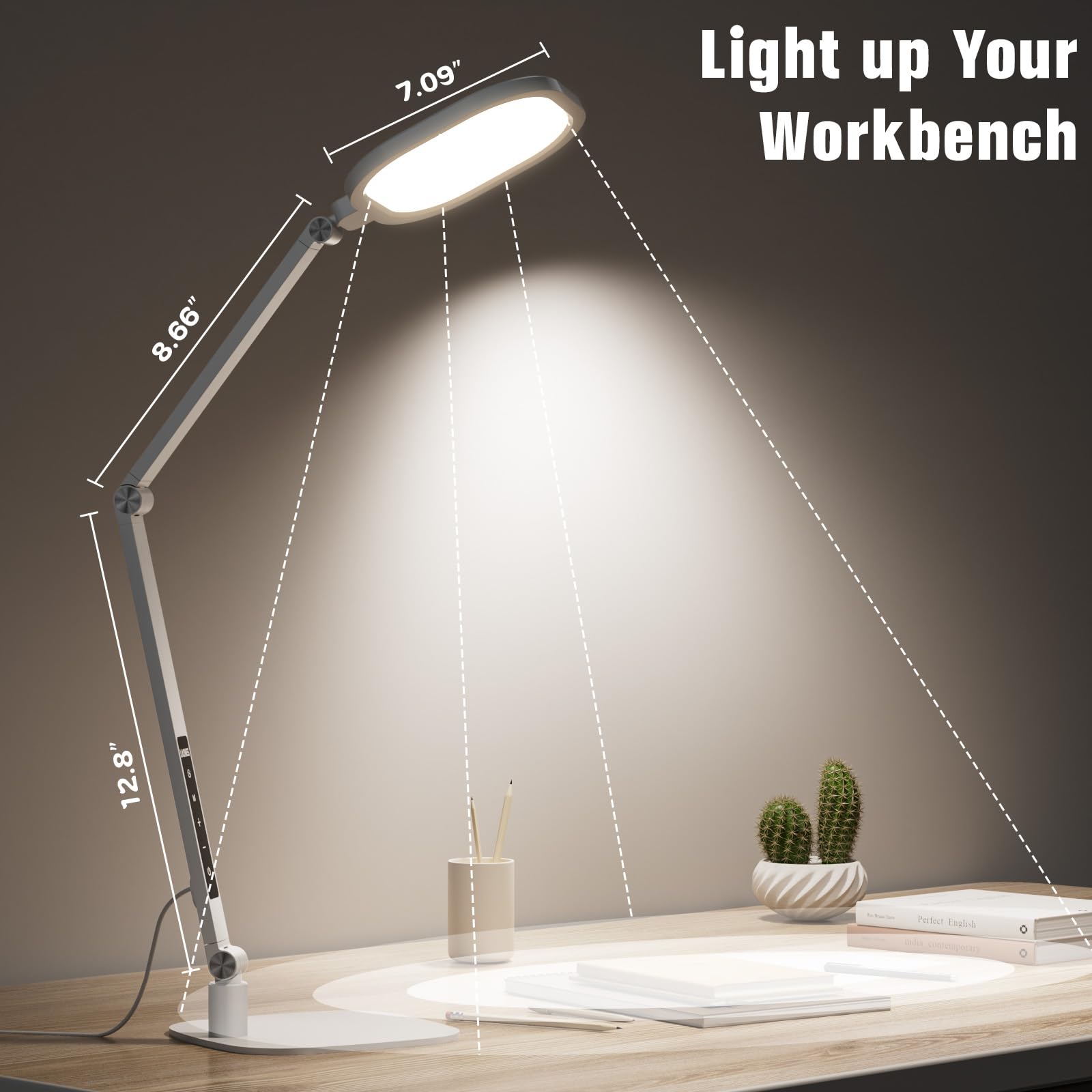 Litones Led Desk Lamp For Home Office, 15W Desk Light With Cri >95, Memory & Timer Function, 1200Lm Dimmable Computer Light For